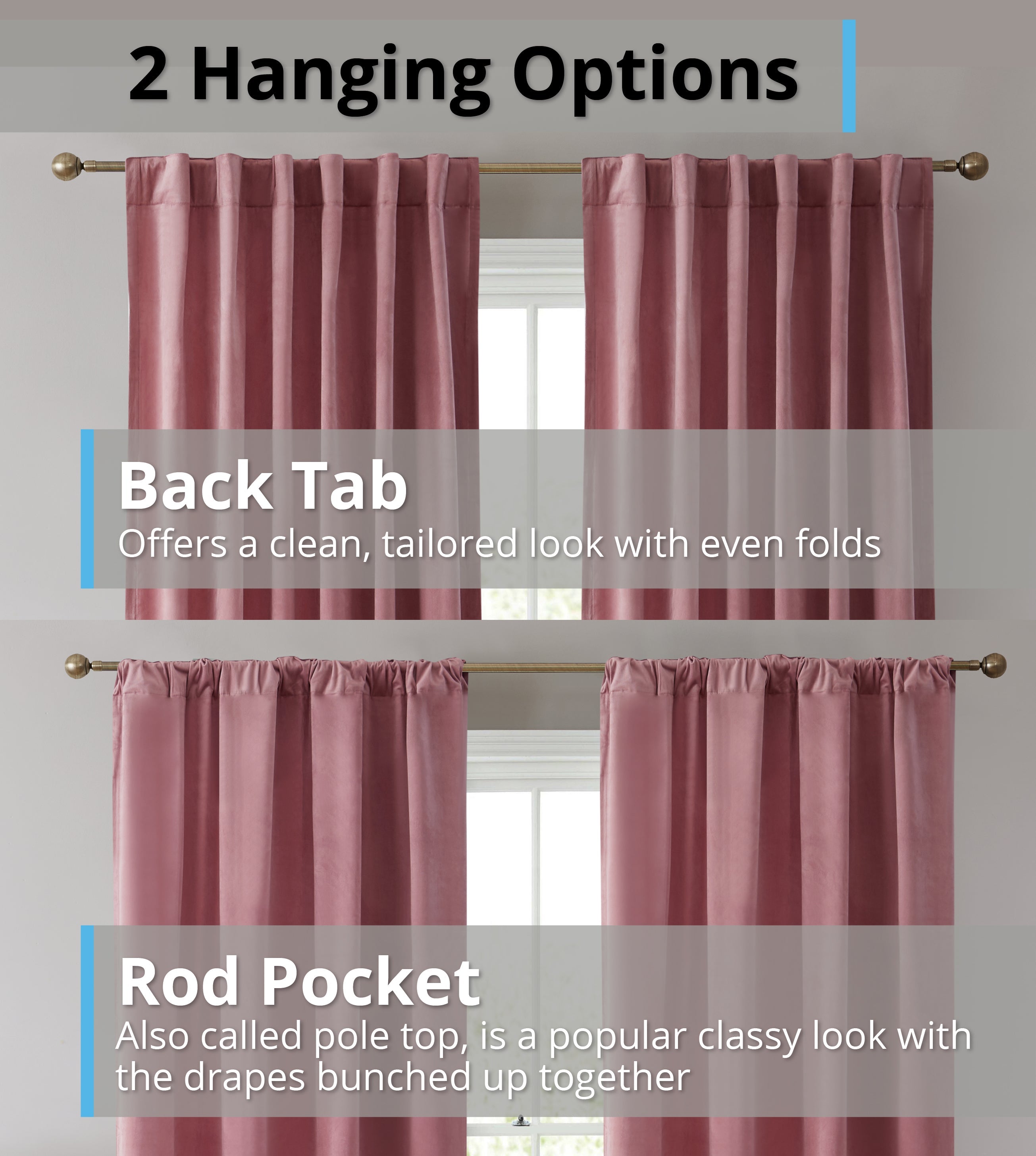 Lopez Velvet Back Tab Rod Pocket Curtain Panels