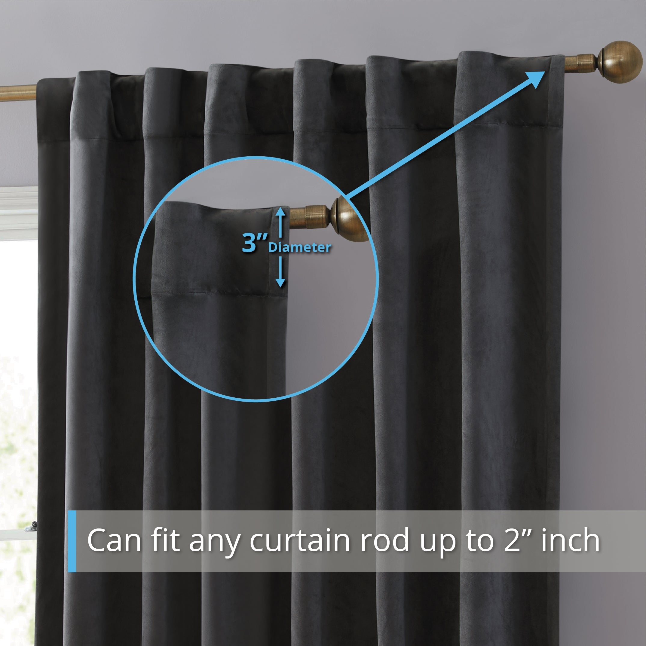Lopez Velvet Back Tab Rod Pocket Curtain Panels