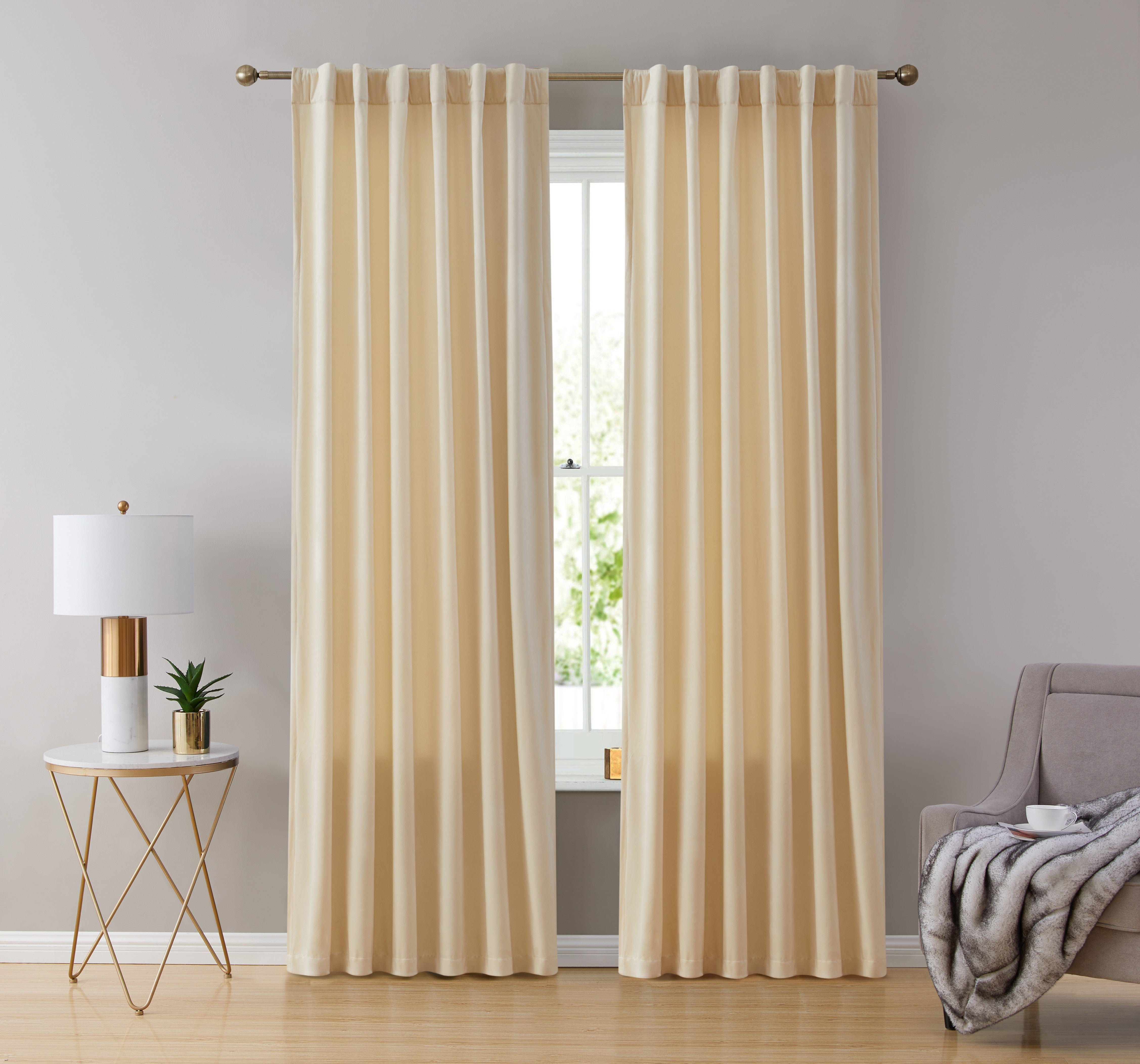 Lopez Velvet Back Tab Rod Pocket Curtain Panels