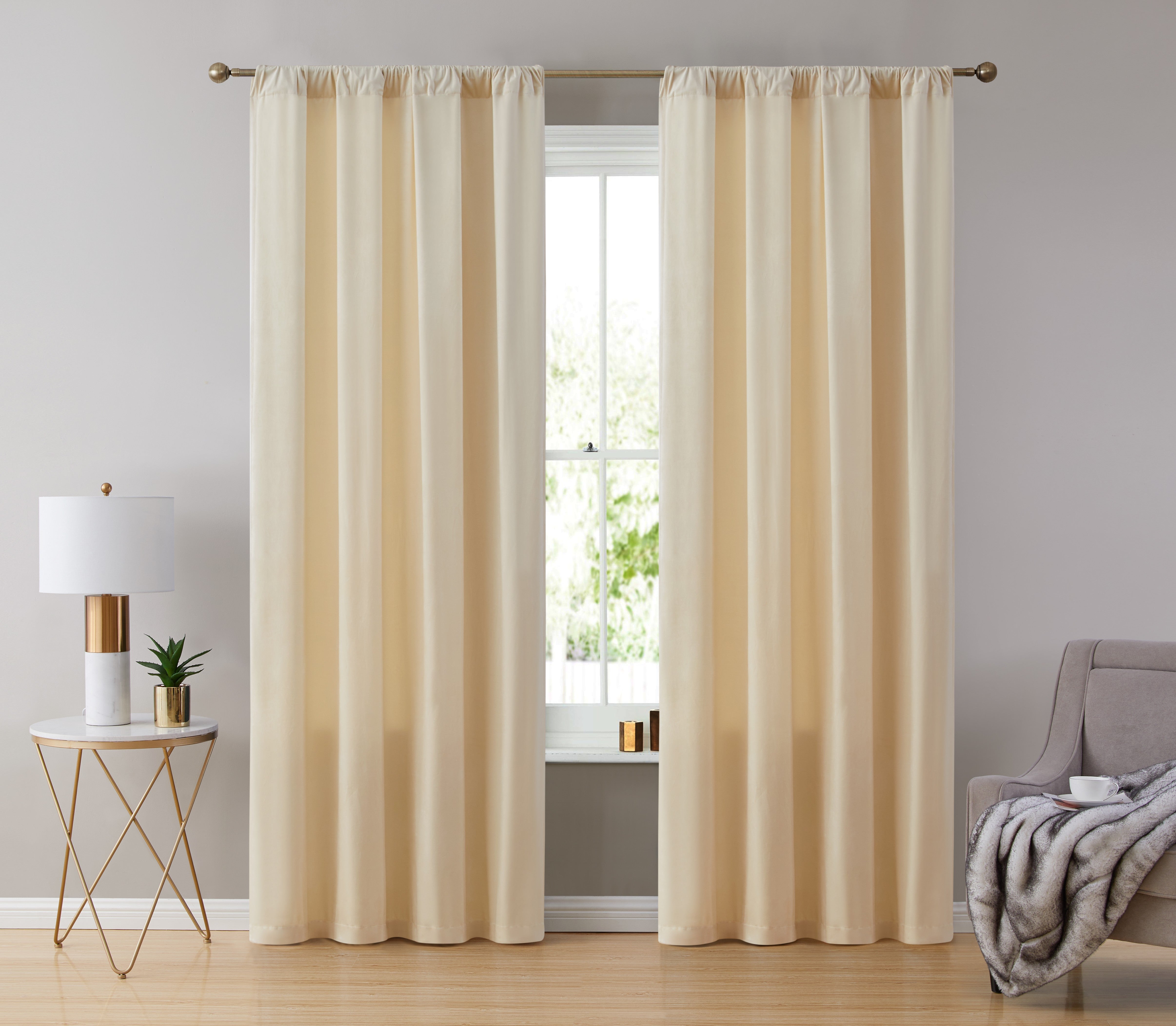 Lopez Velvet Back Tab Rod Pocket Curtain Panels