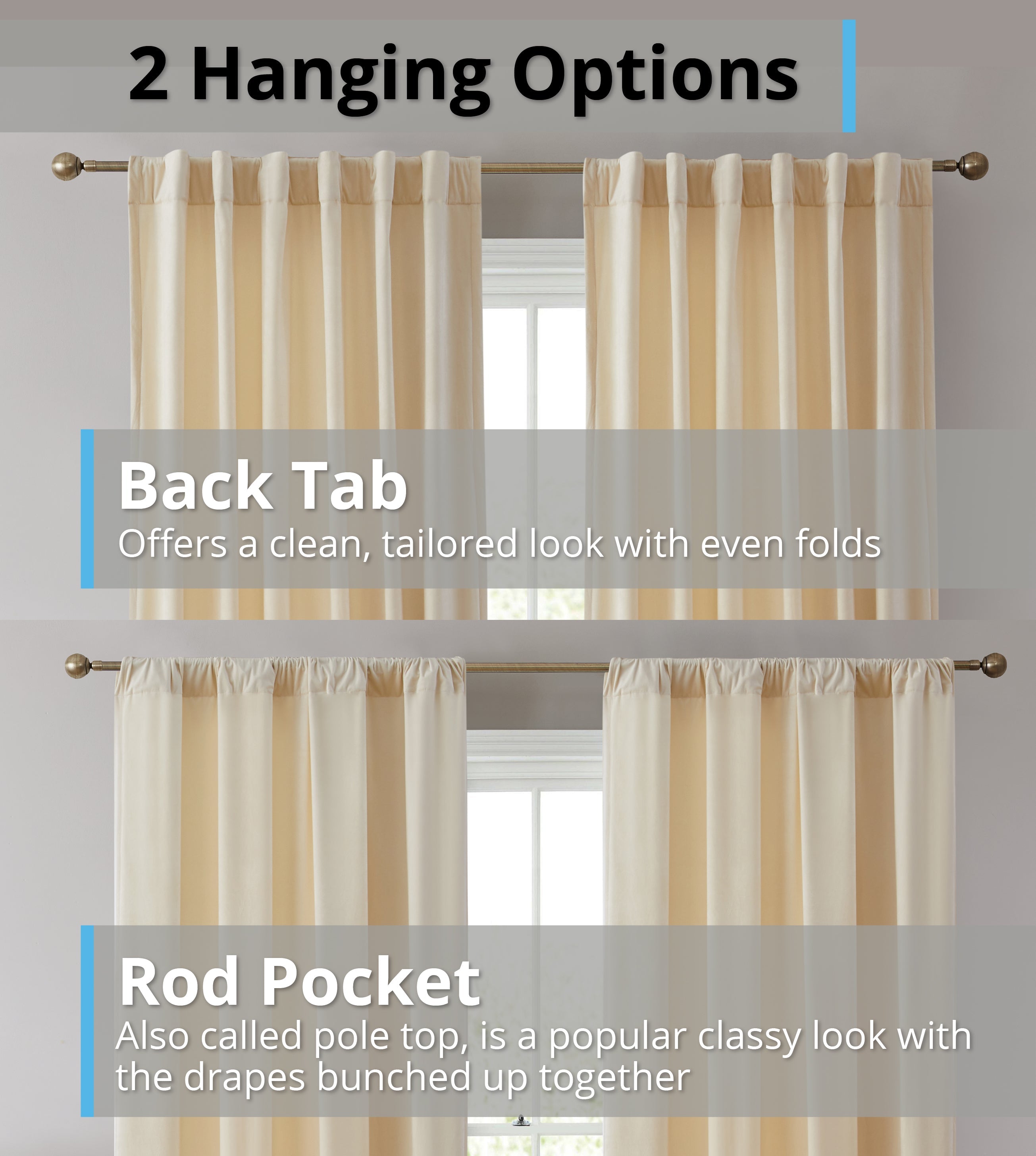 Lopez Velvet Back Tab Rod Pocket Curtain Panels