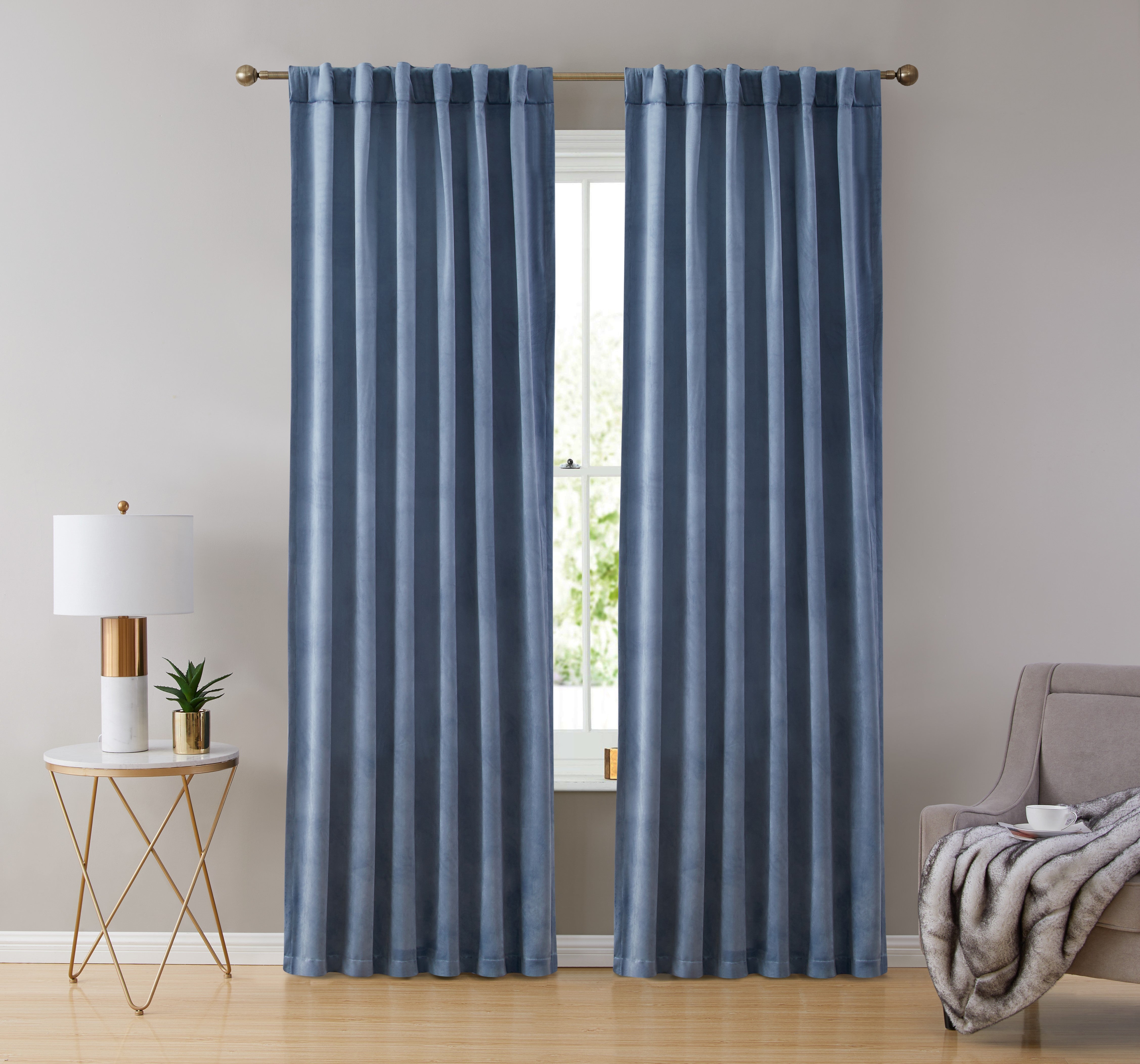 Lopez Velvet Back Tab Rod Pocket Curtain Panels
