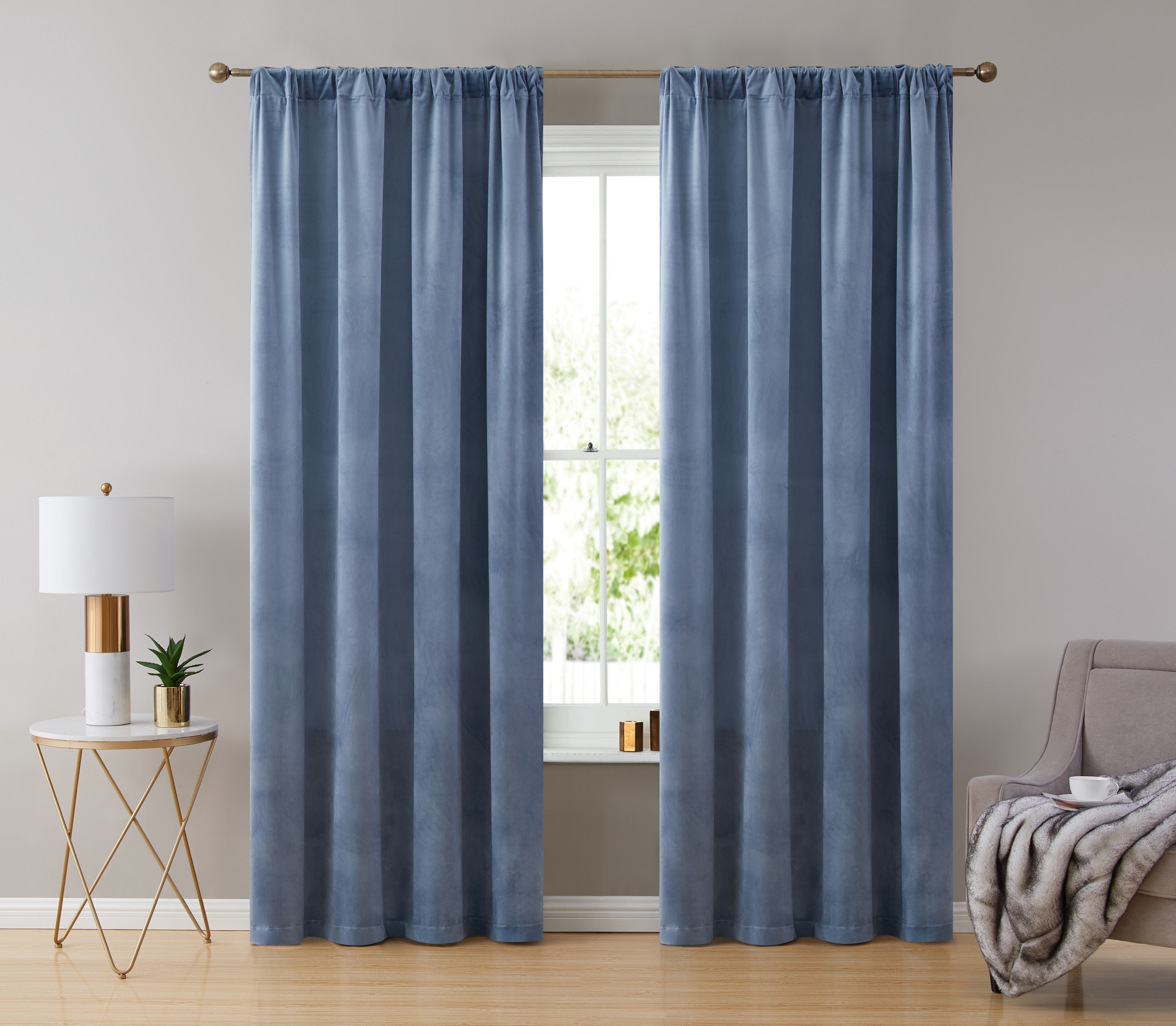 Lopez Velvet Back Tab Rod Pocket Curtain Panels
