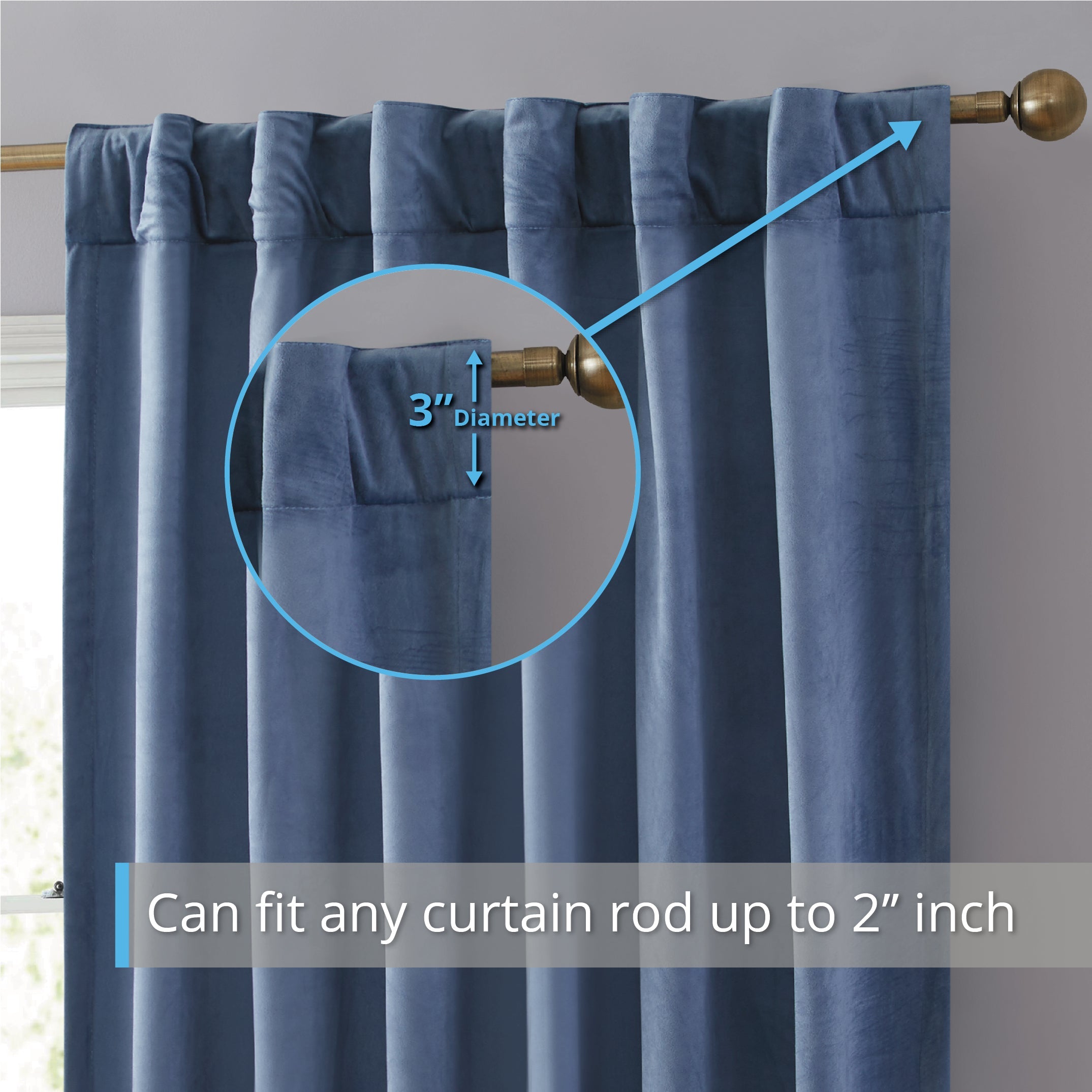 Lopez Velvet Back Tab Rod Pocket Curtain Panels