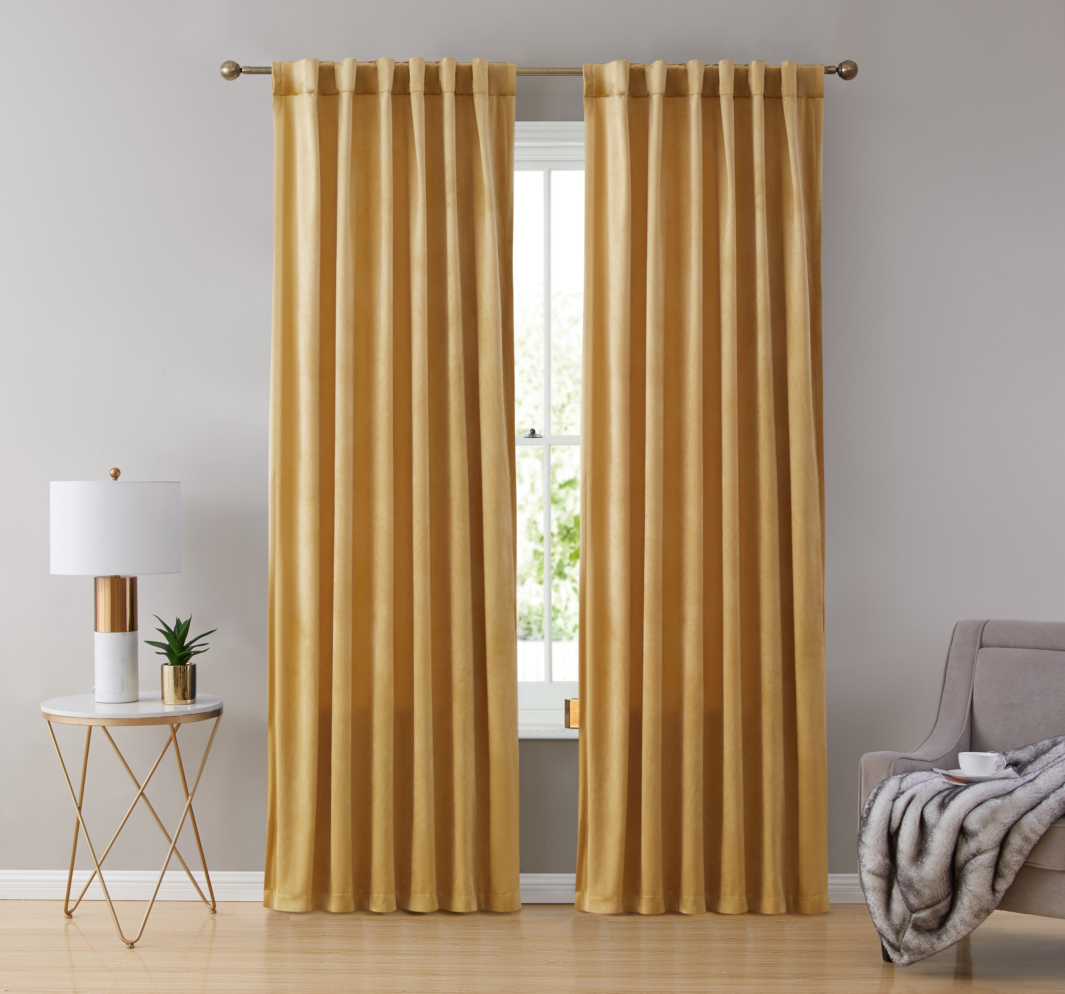 Lopez Velvet Back Tab Rod Pocket Curtain Panels