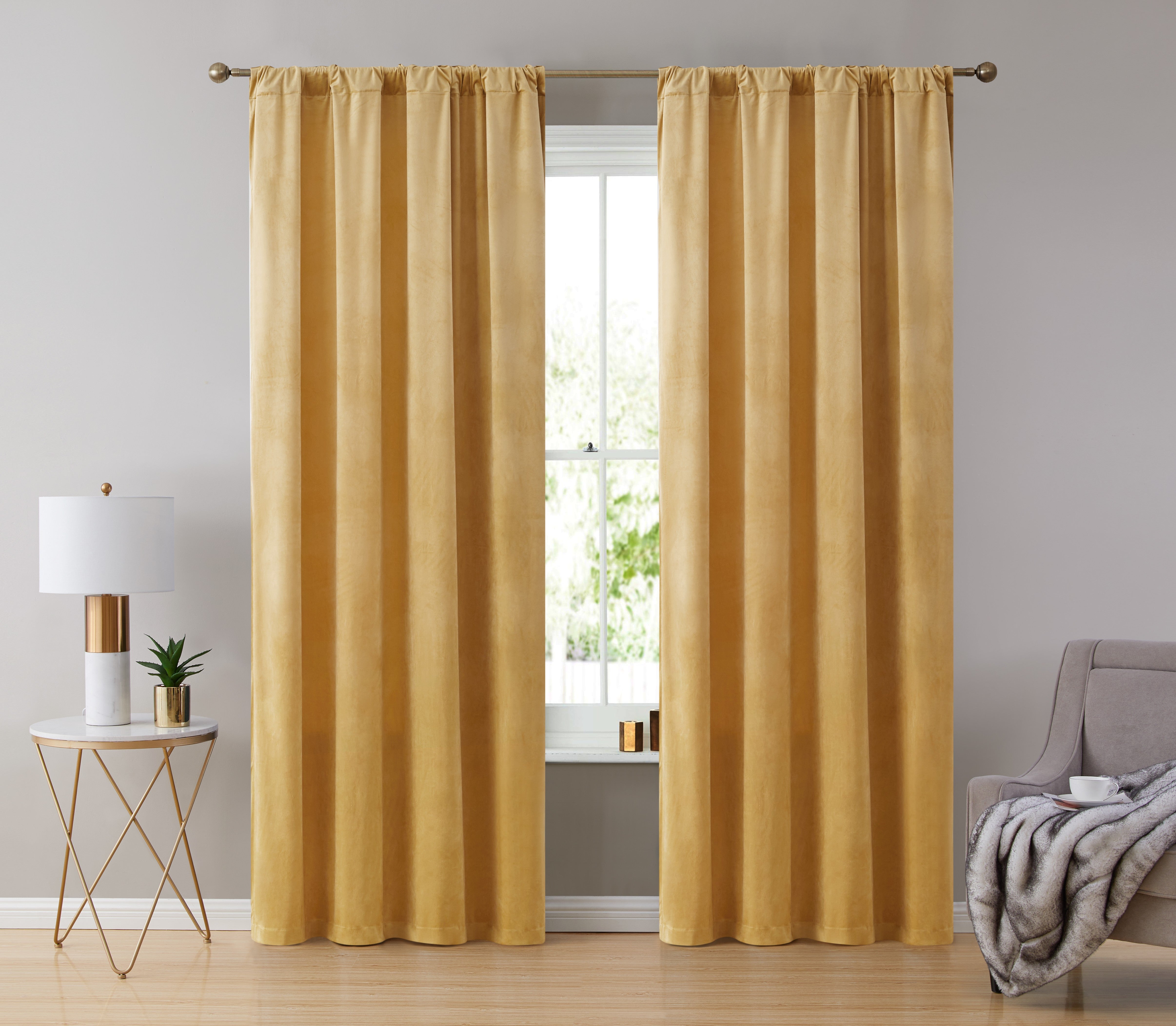 Lopez Velvet Back Tab Rod Pocket Curtain Panels