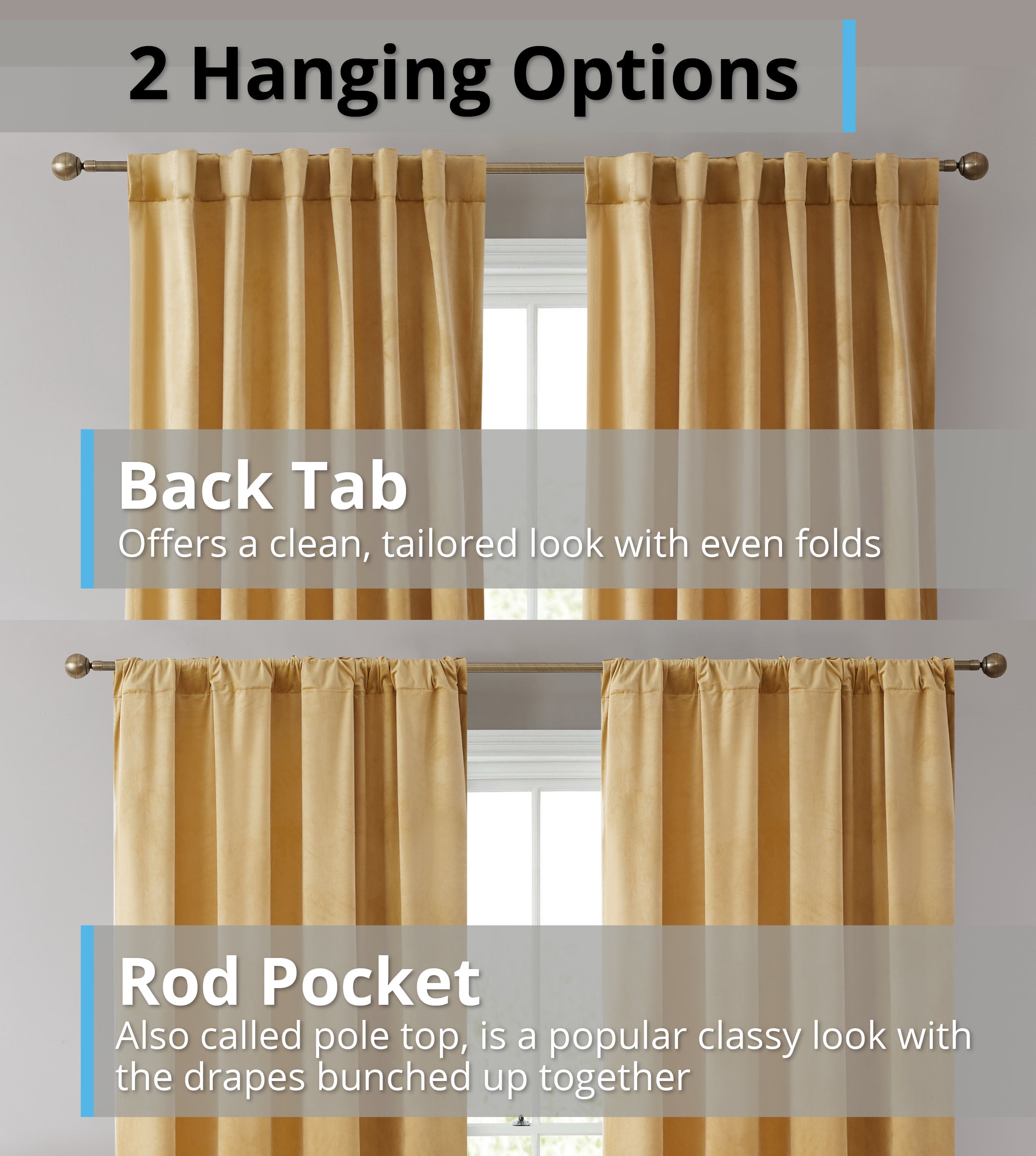 Lopez Velvet Back Tab Rod Pocket Curtain Panels