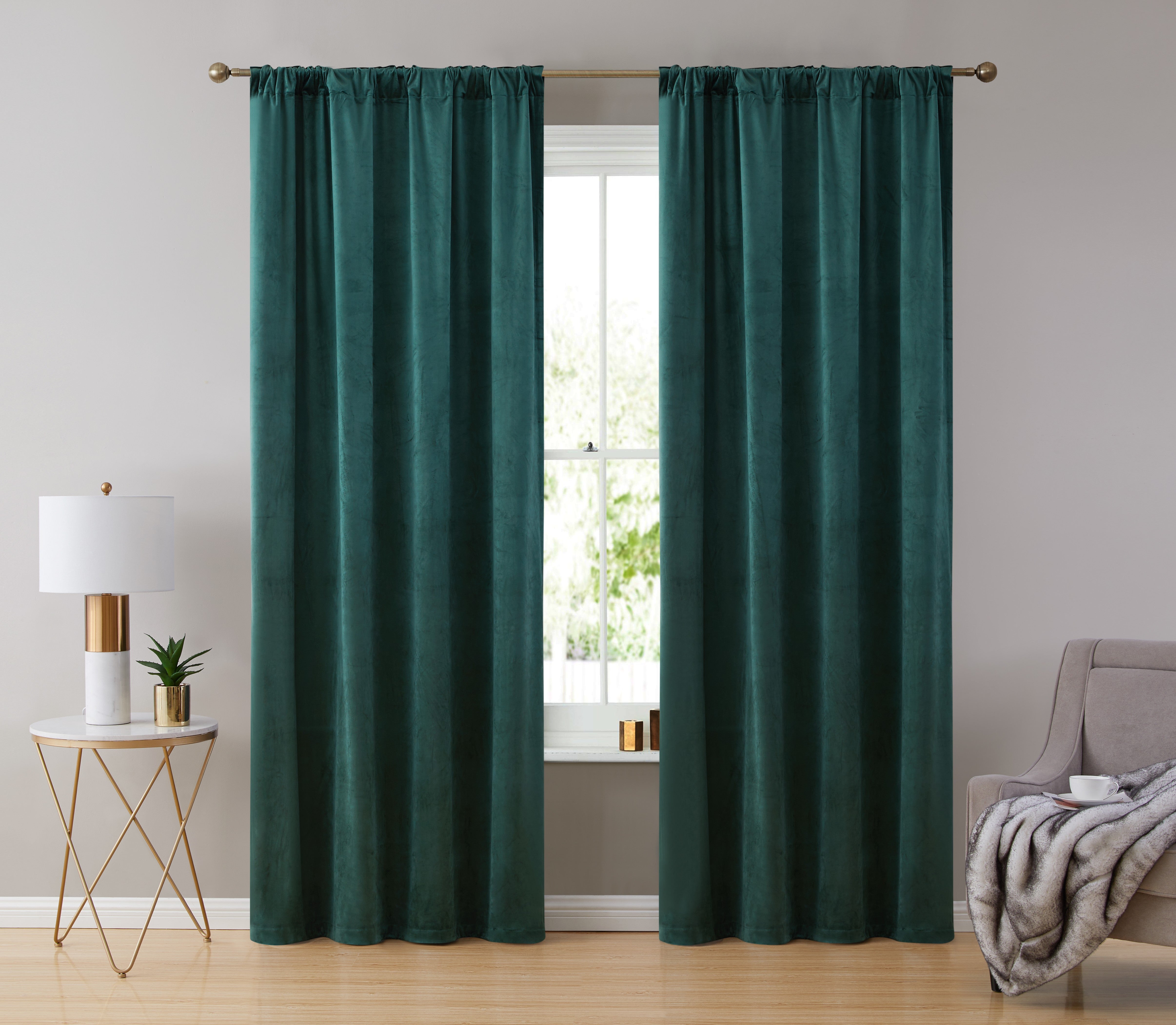 Lopez Velvet Back Tab Rod Pocket Curtain Panels