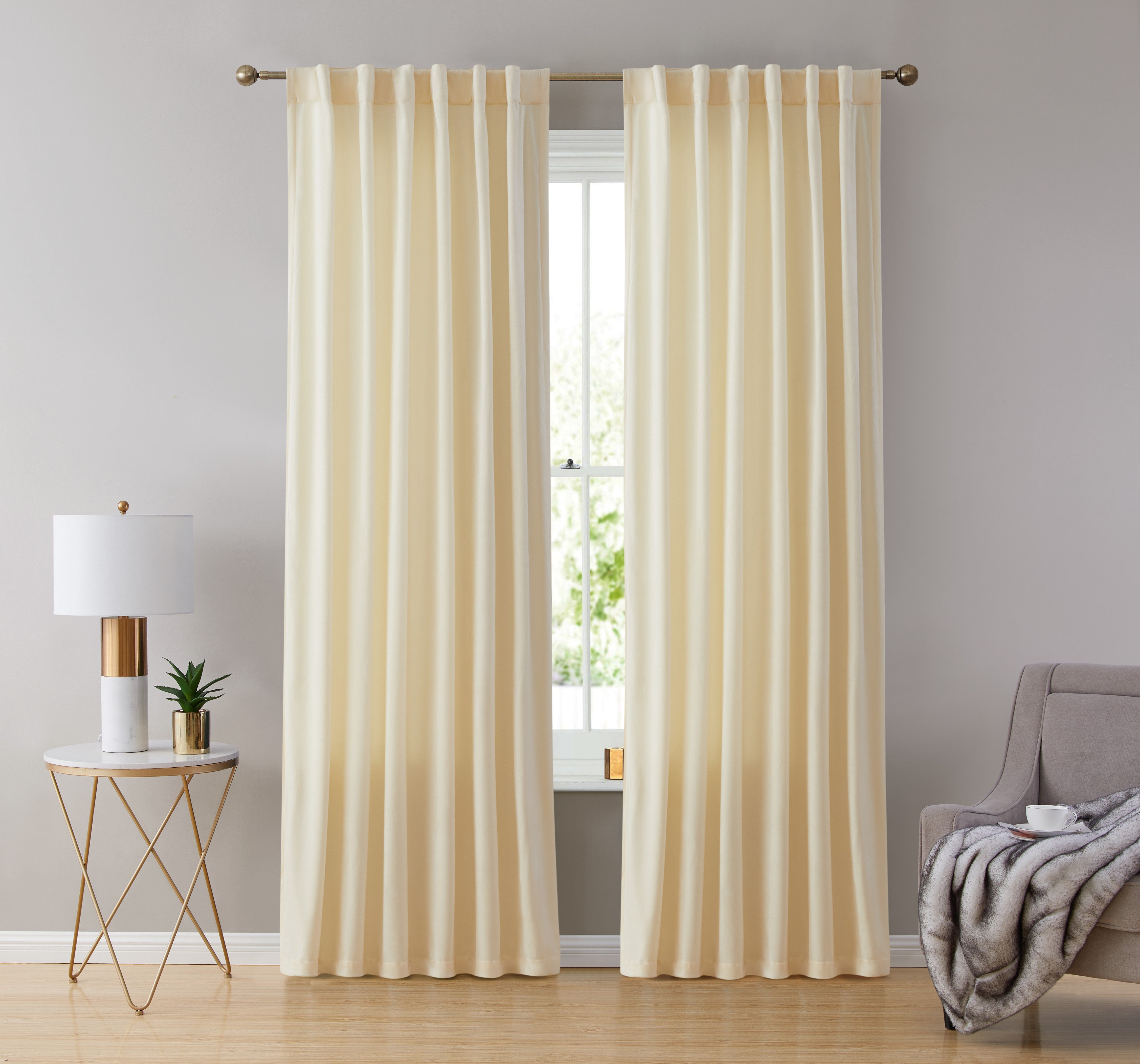Lopez Velvet Back Tab Rod Pocket Curtain Panels