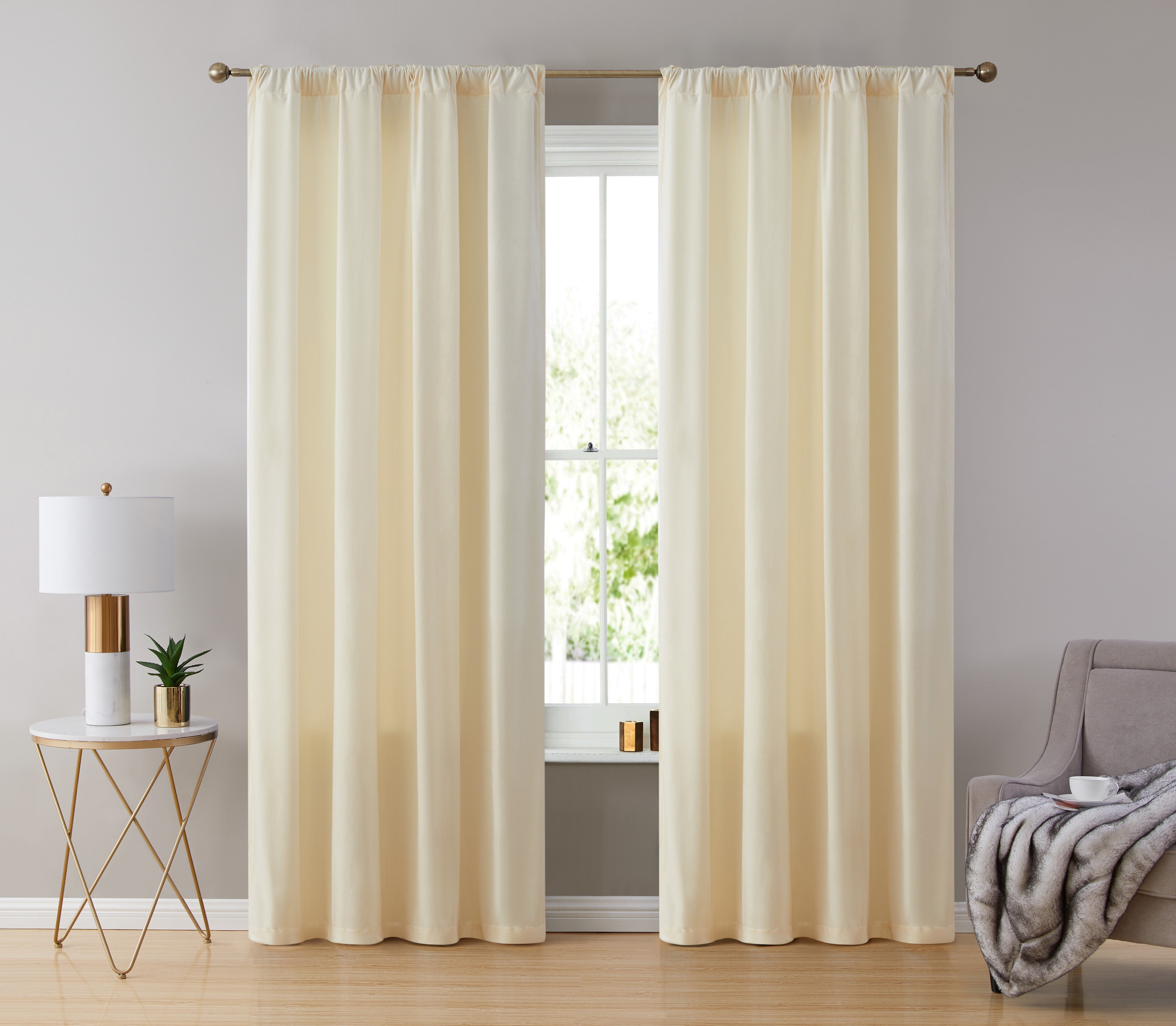 Lopez Velvet Back Tab Rod Pocket Curtain Panels
