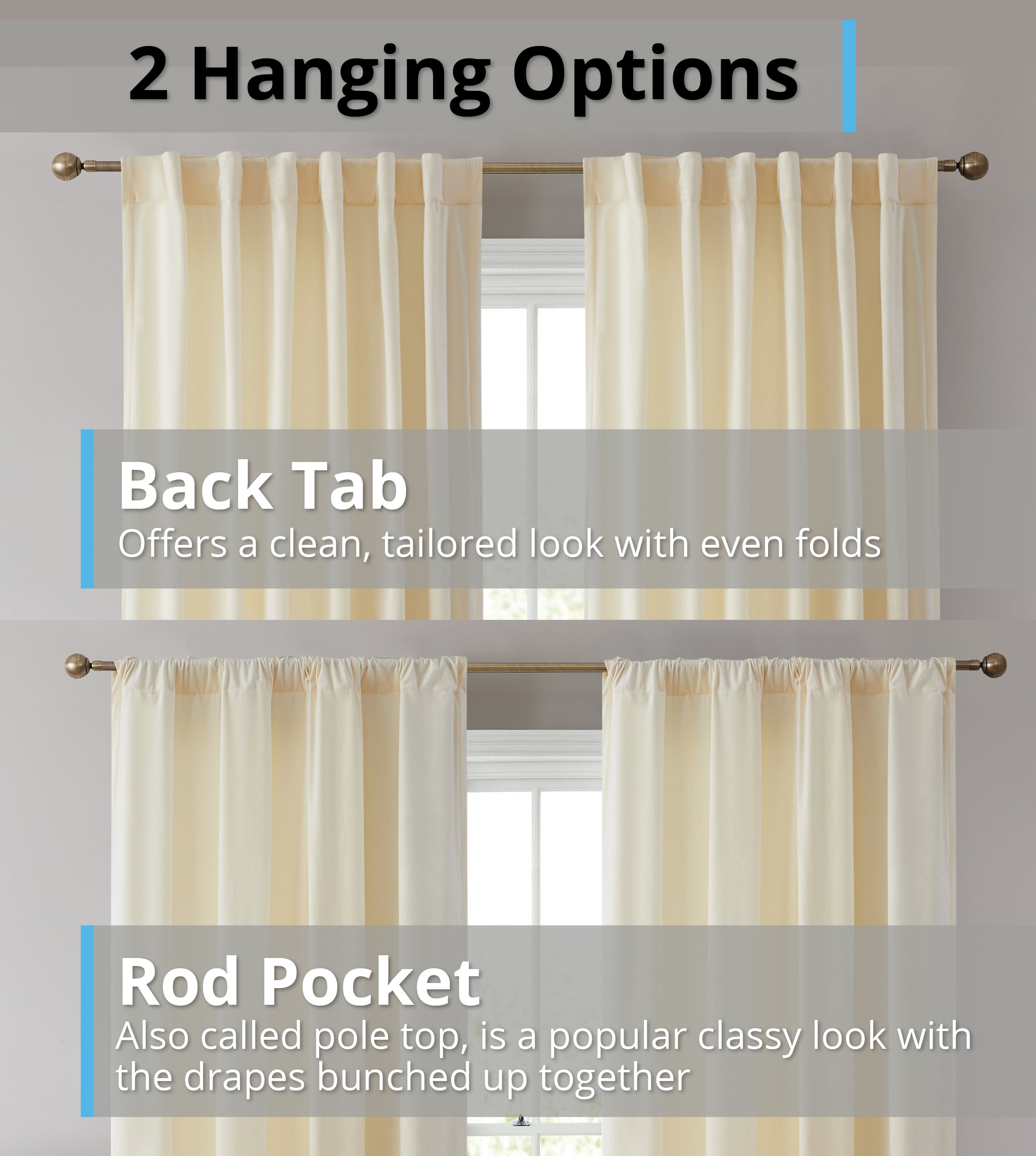 Lopez Velvet Back Tab Rod Pocket Curtain Panels