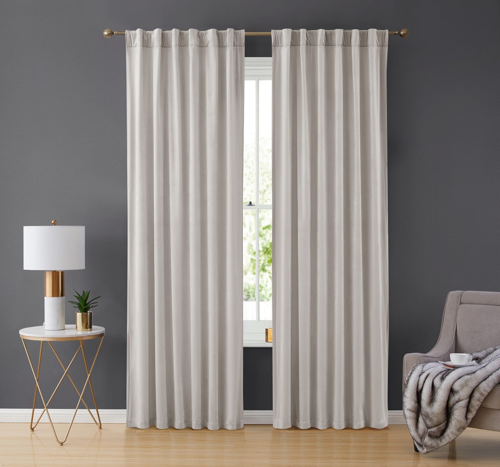 Lopez Velvet Back Tab Rod Pocket Curtain Panels