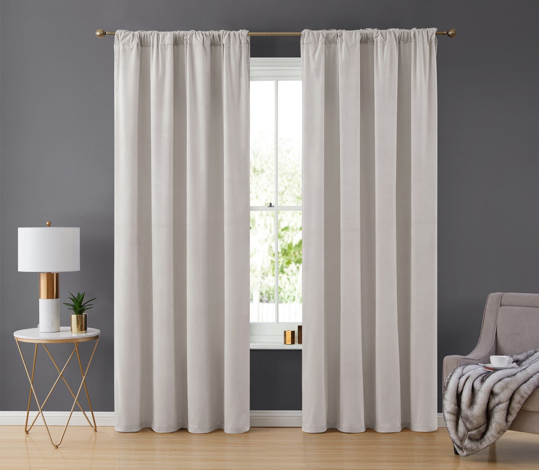 Lopez Velvet Back Tab Rod Pocket Curtain Panels