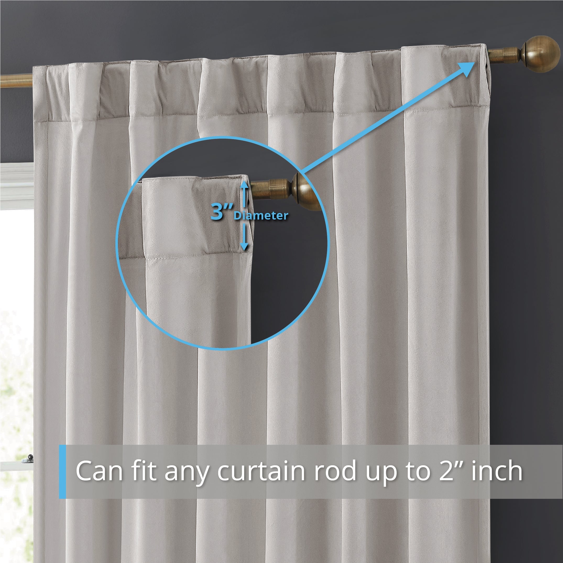 Lopez Velvet Back Tab Rod Pocket Curtain Panels