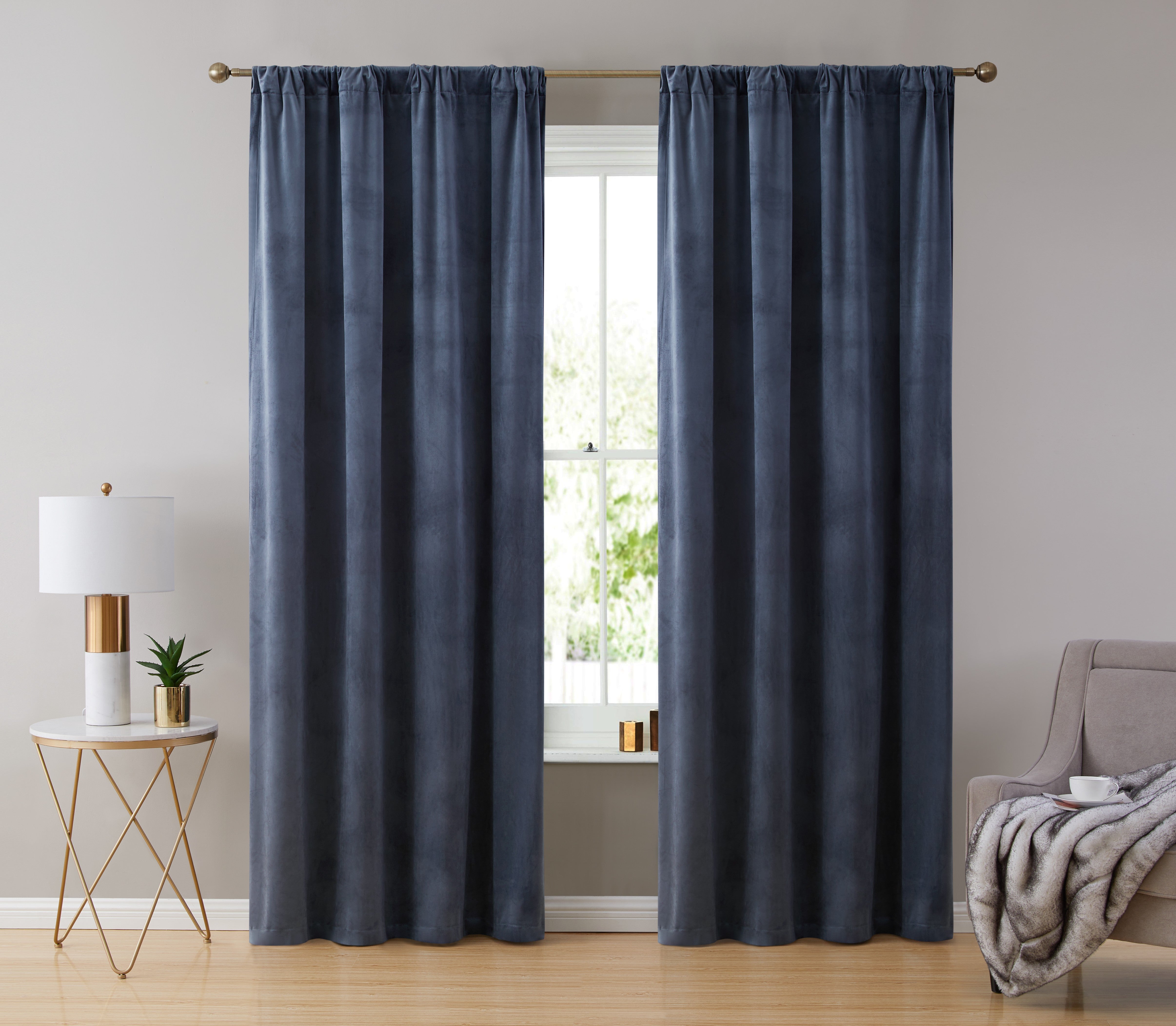 Lopez Velvet Back Tab Rod Pocket Curtain Panels