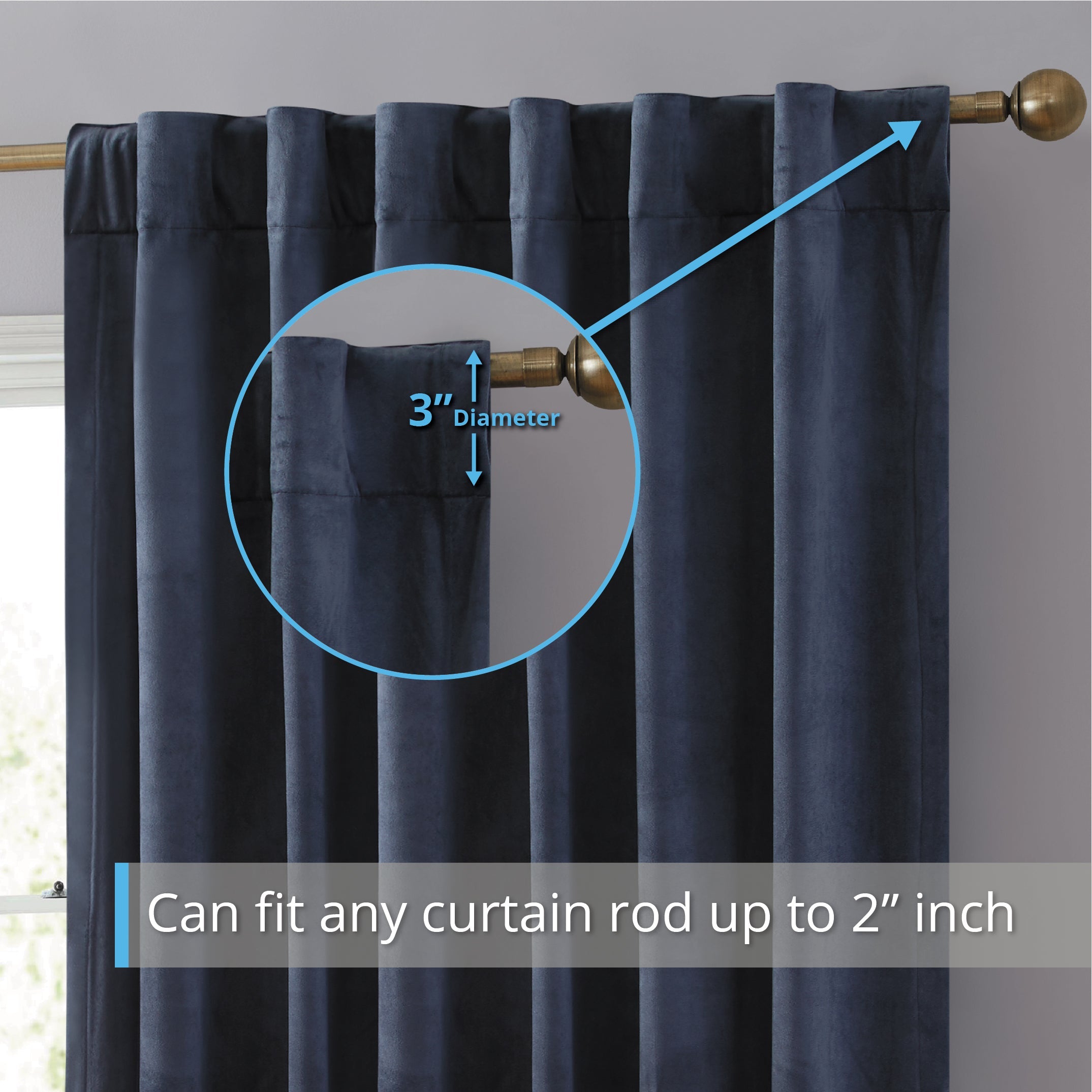Lopez Velvet Back Tab Rod Pocket Curtain Panels