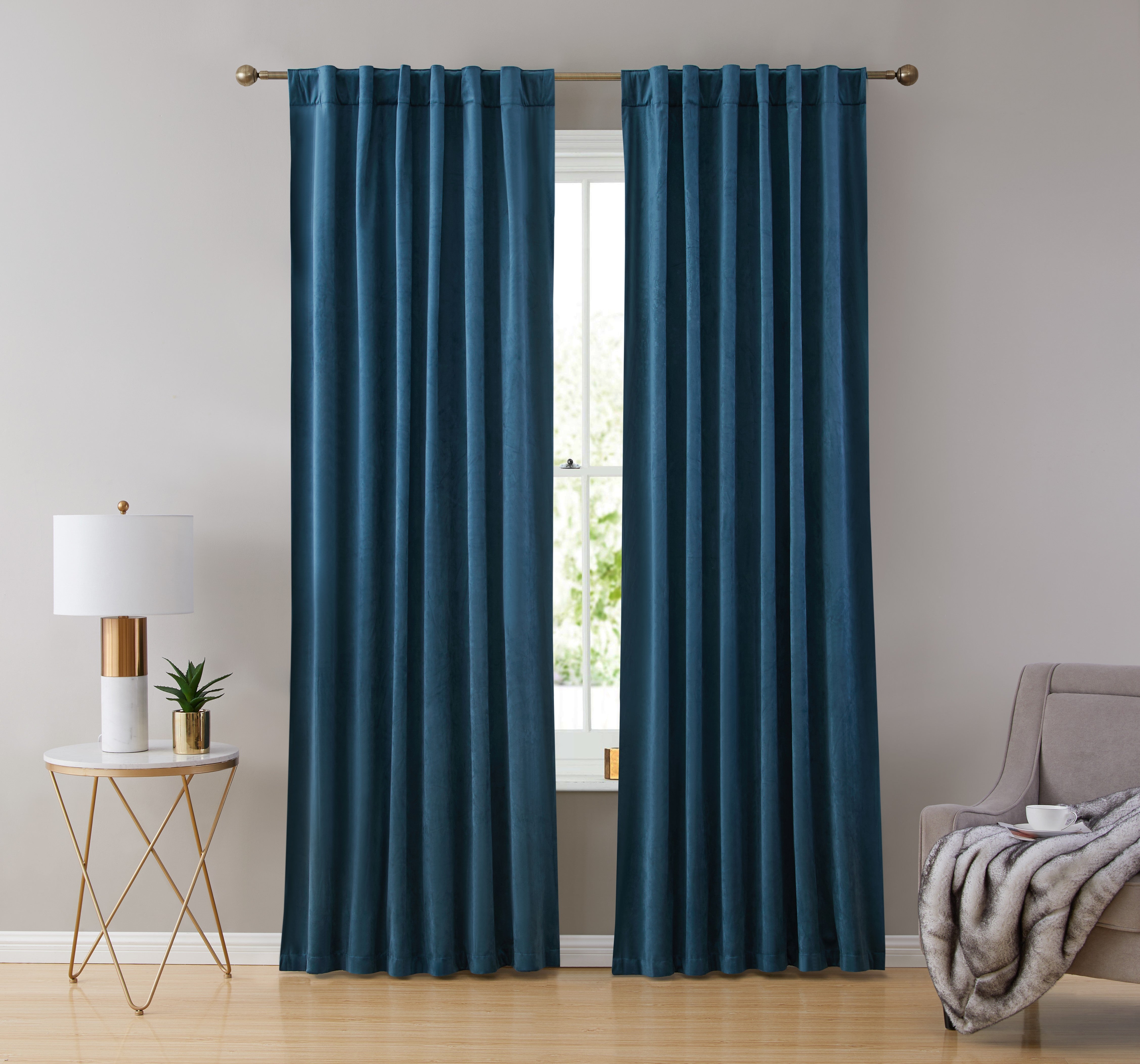 Lopez Velvet Back Tab Rod Pocket Curtain Panels