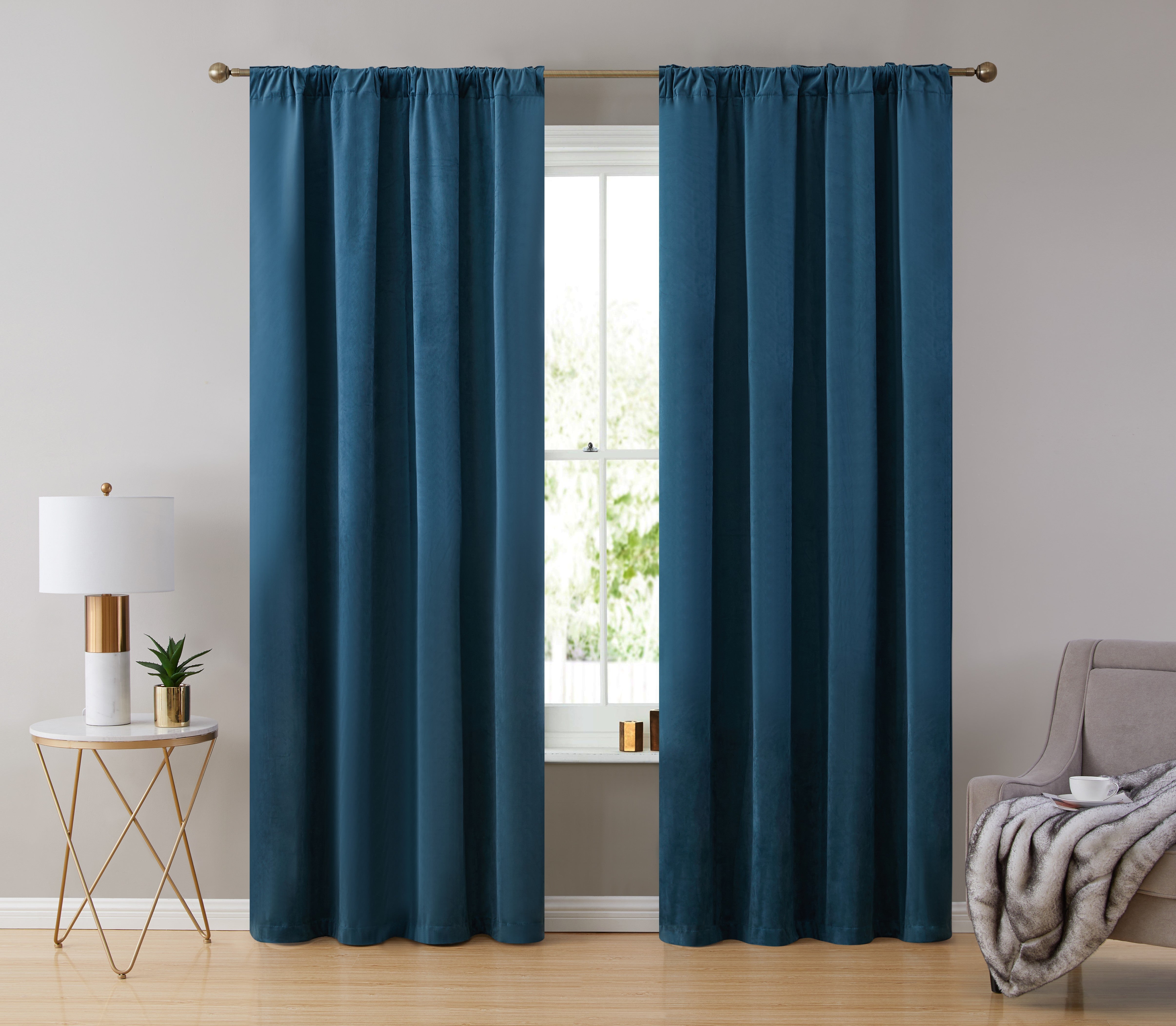 Lopez Velvet Back Tab Rod Pocket Curtain Panels