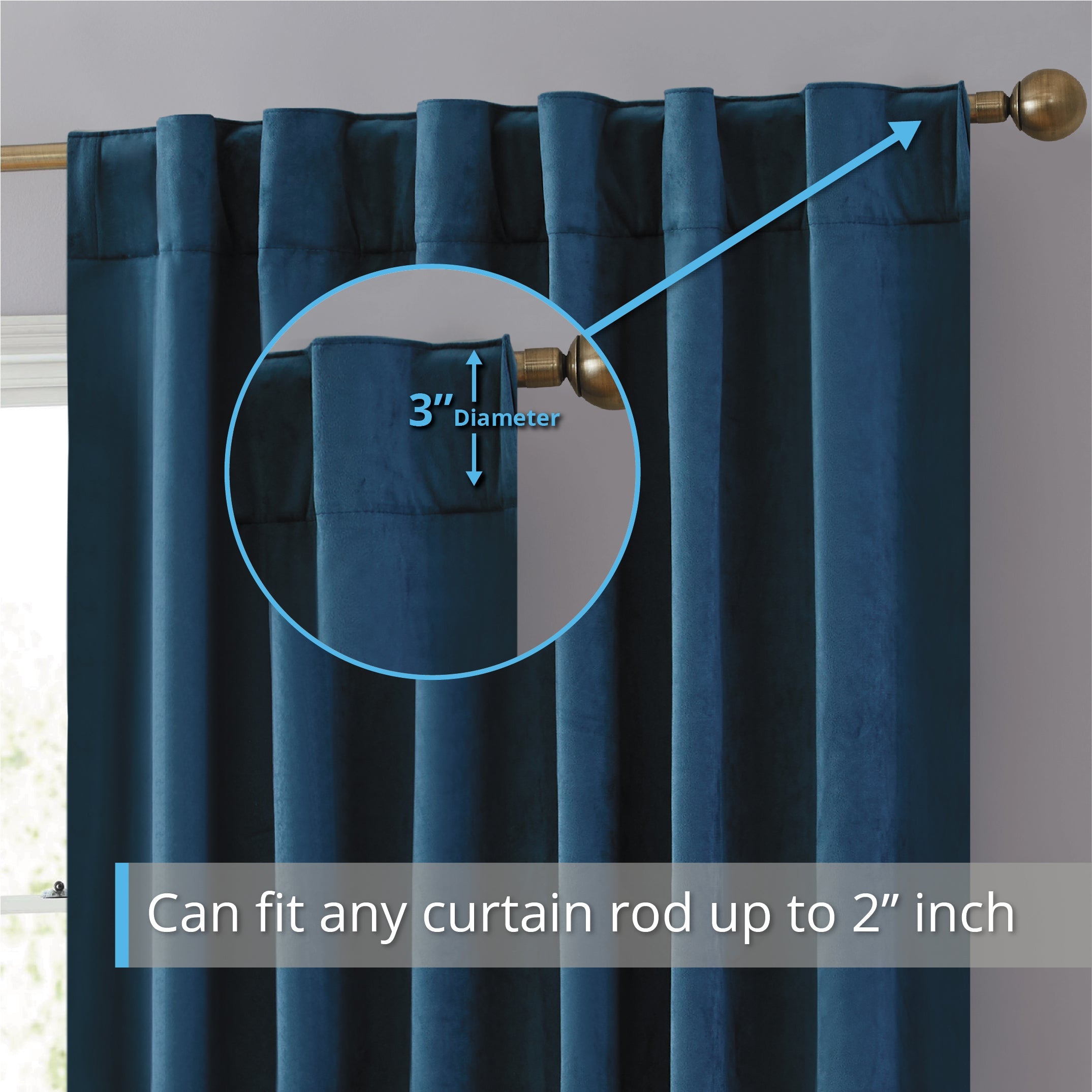 Lopez Velvet Back Tab Rod Pocket Curtain Panels