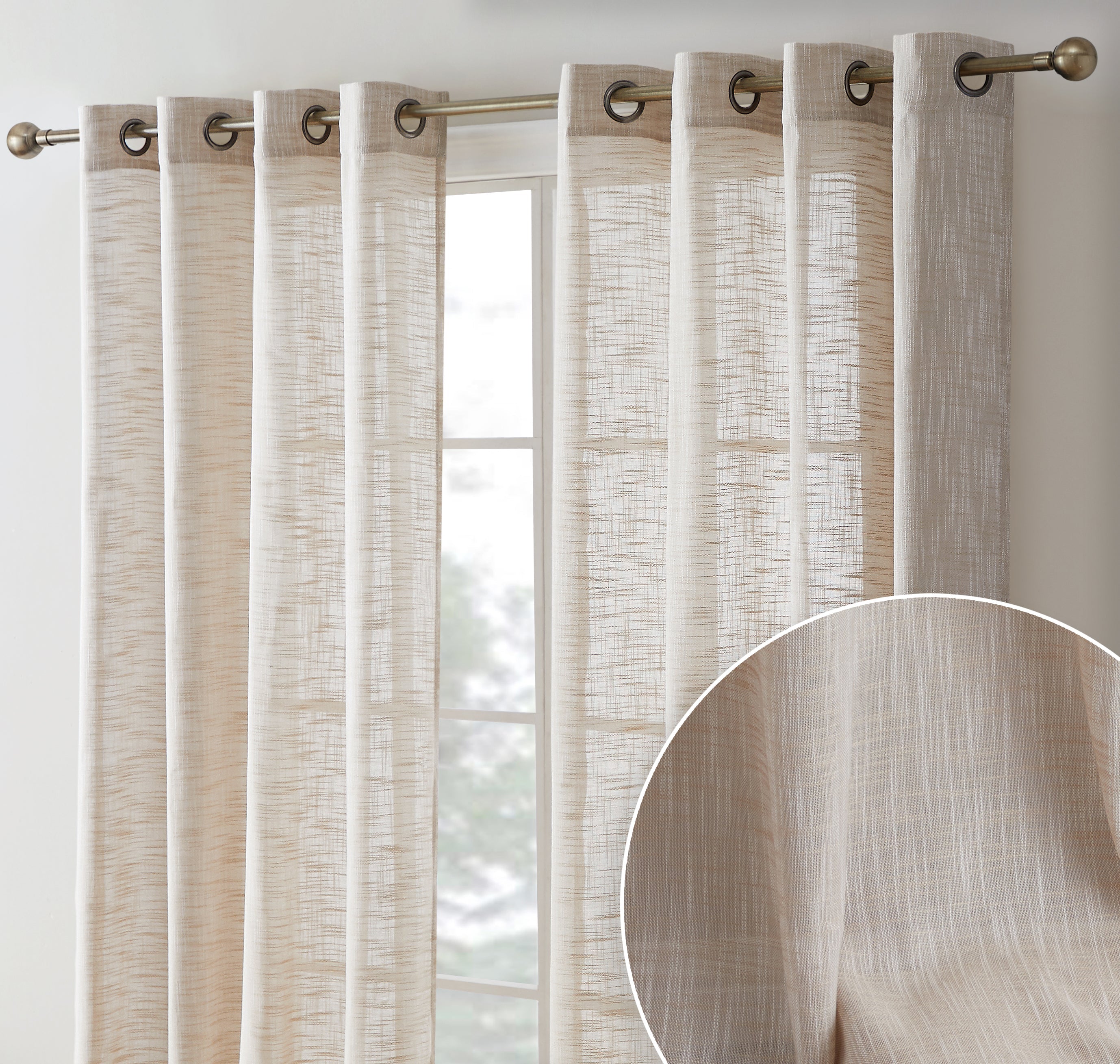 Madison Faux Linen Sheer Grommet Curtain Panels