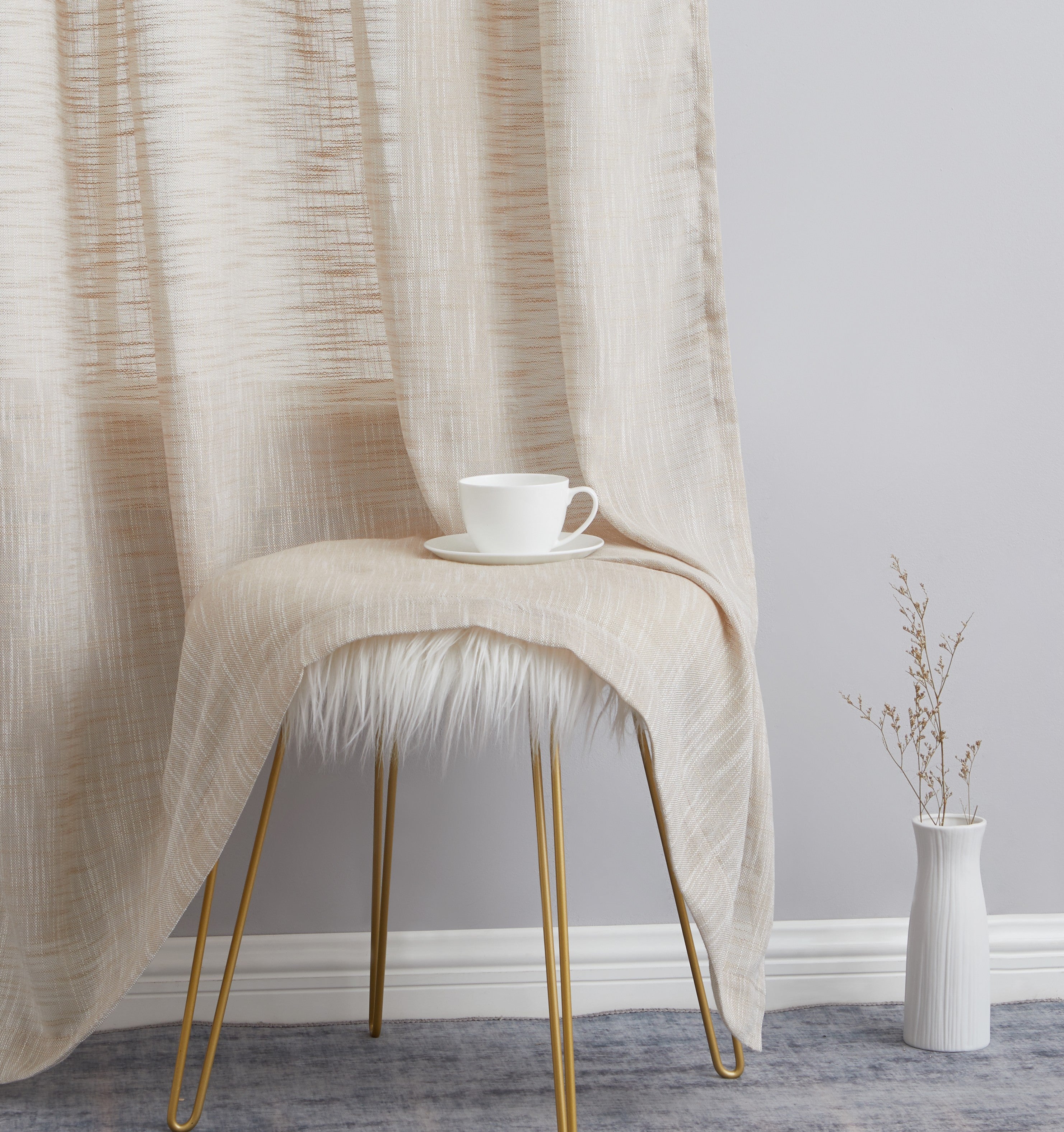 Madison Faux Linen Sheer Grommet Curtain Panels