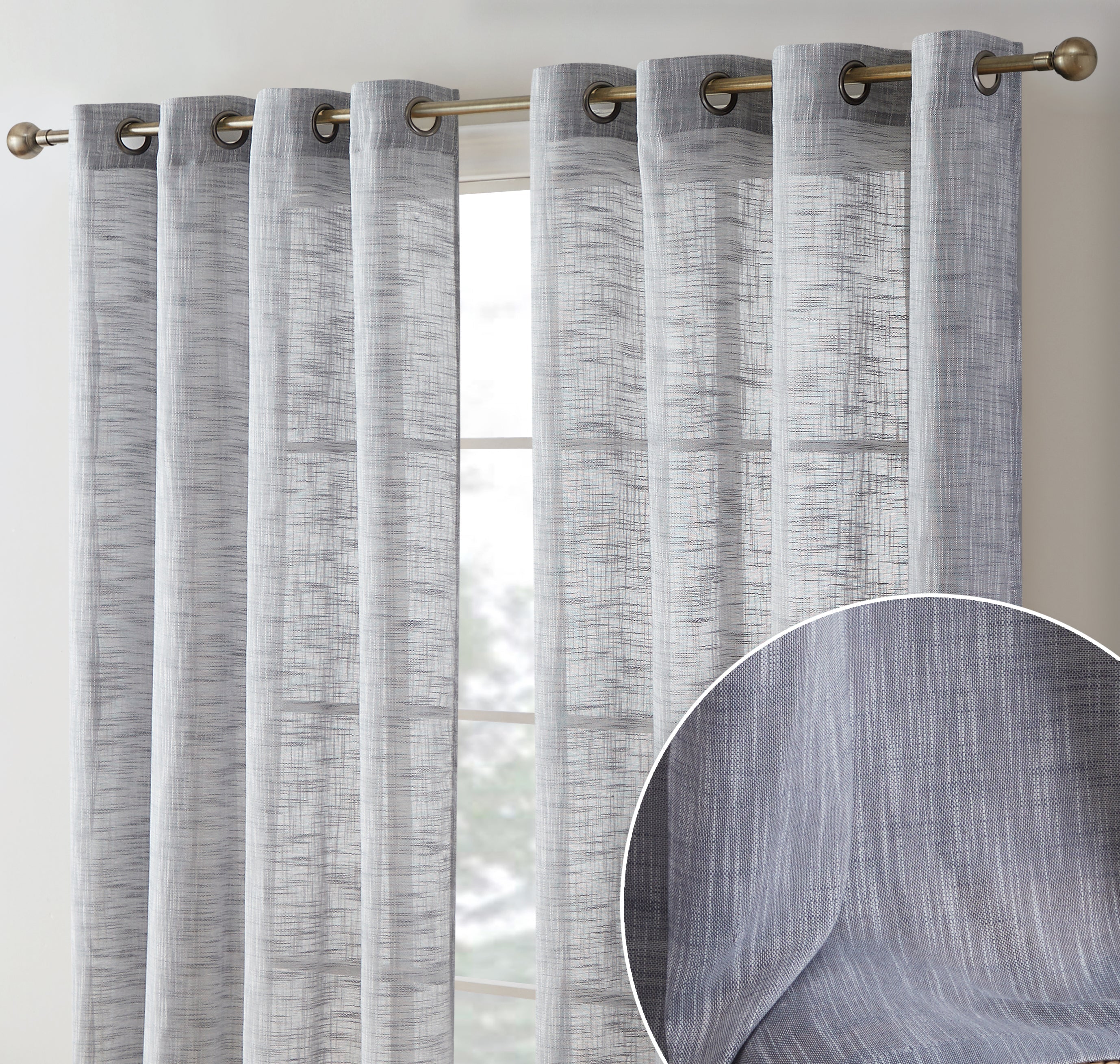 Madison Faux Linen Sheer Grommet Curtain Panels
