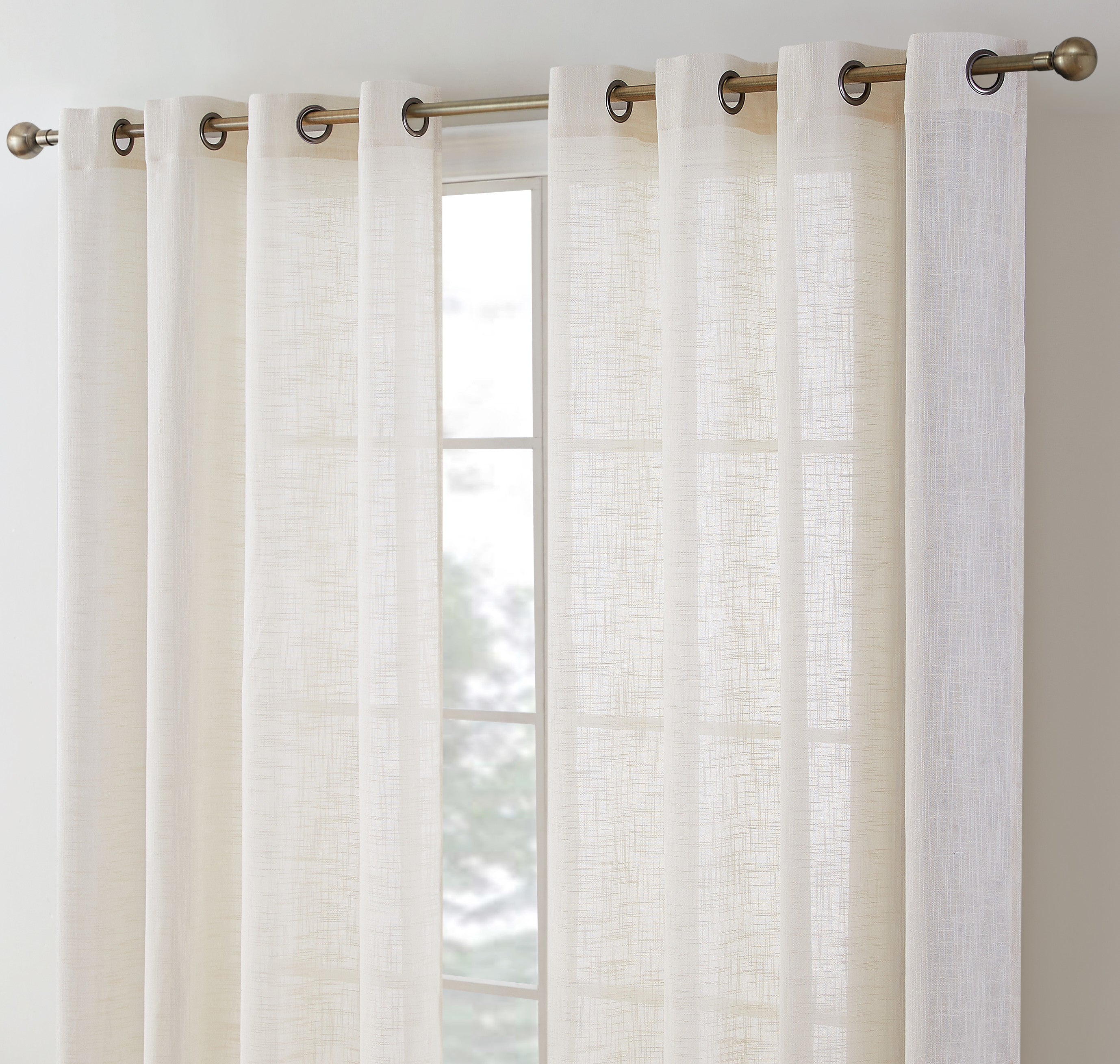 Madison Faux Linen Sheer Grommet Curtain Panels