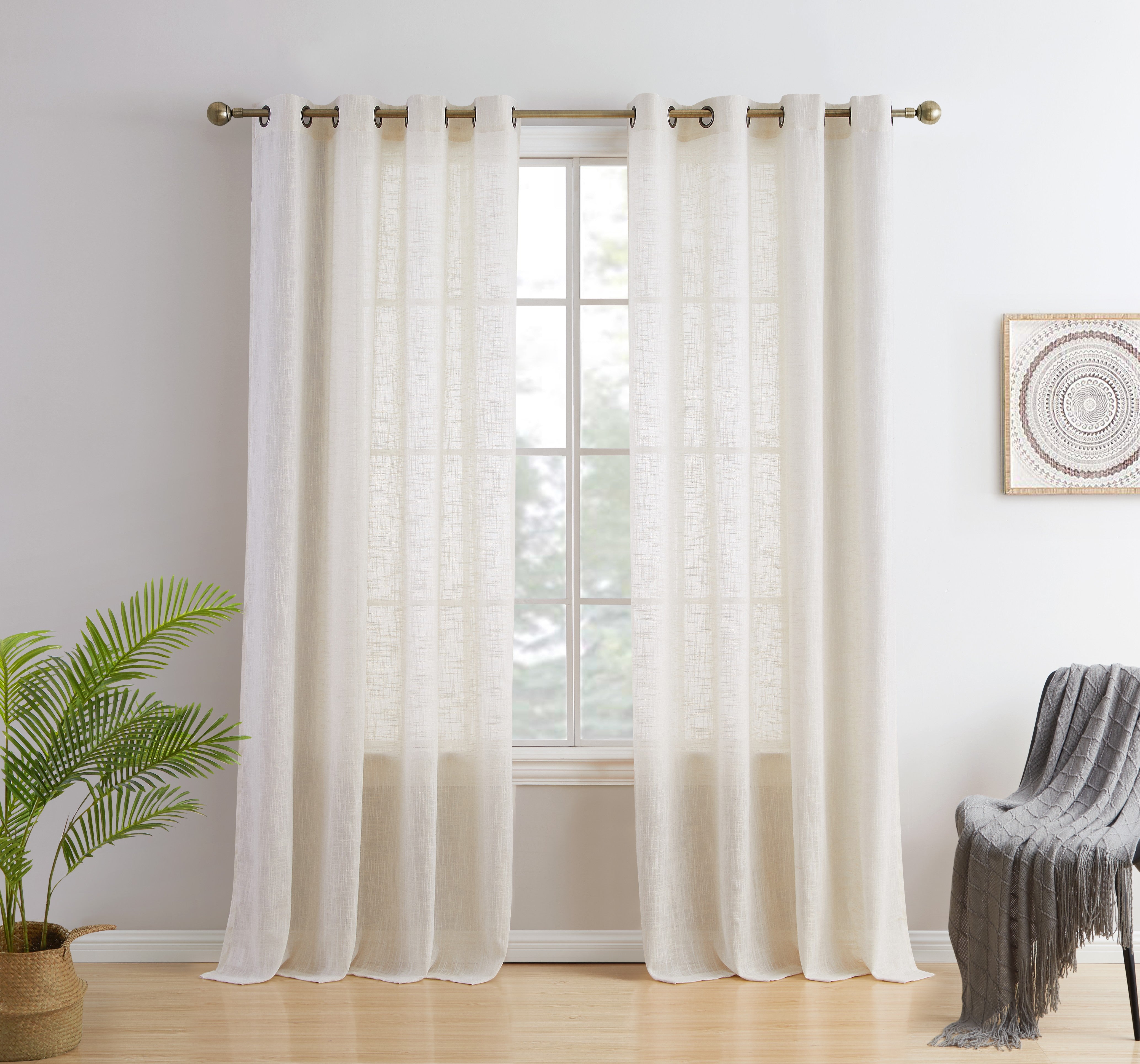 Madison Faux Linen Sheer Grommet Curtain Panels