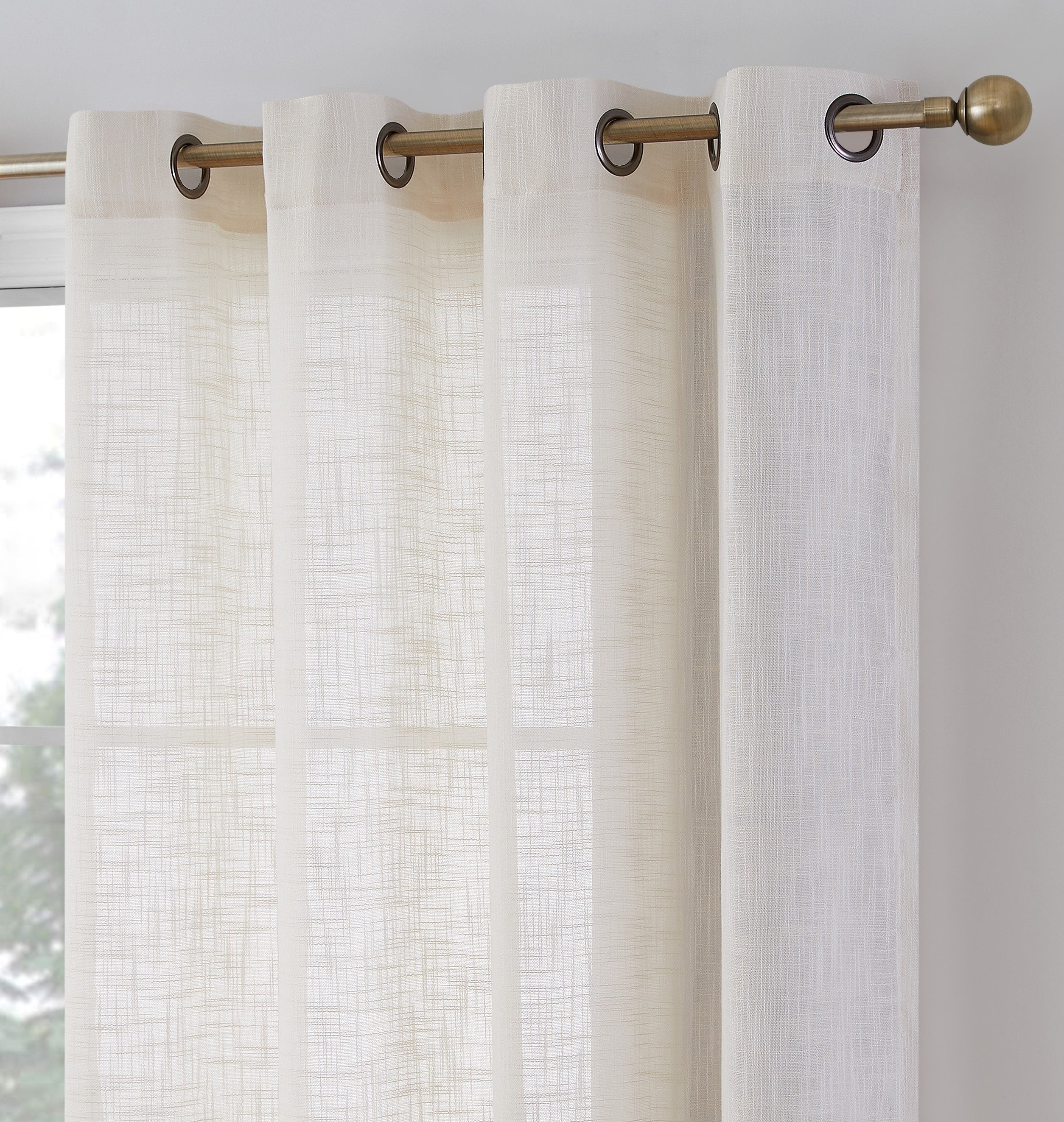 Madison Faux Linen Sheer Grommet Curtain Panels