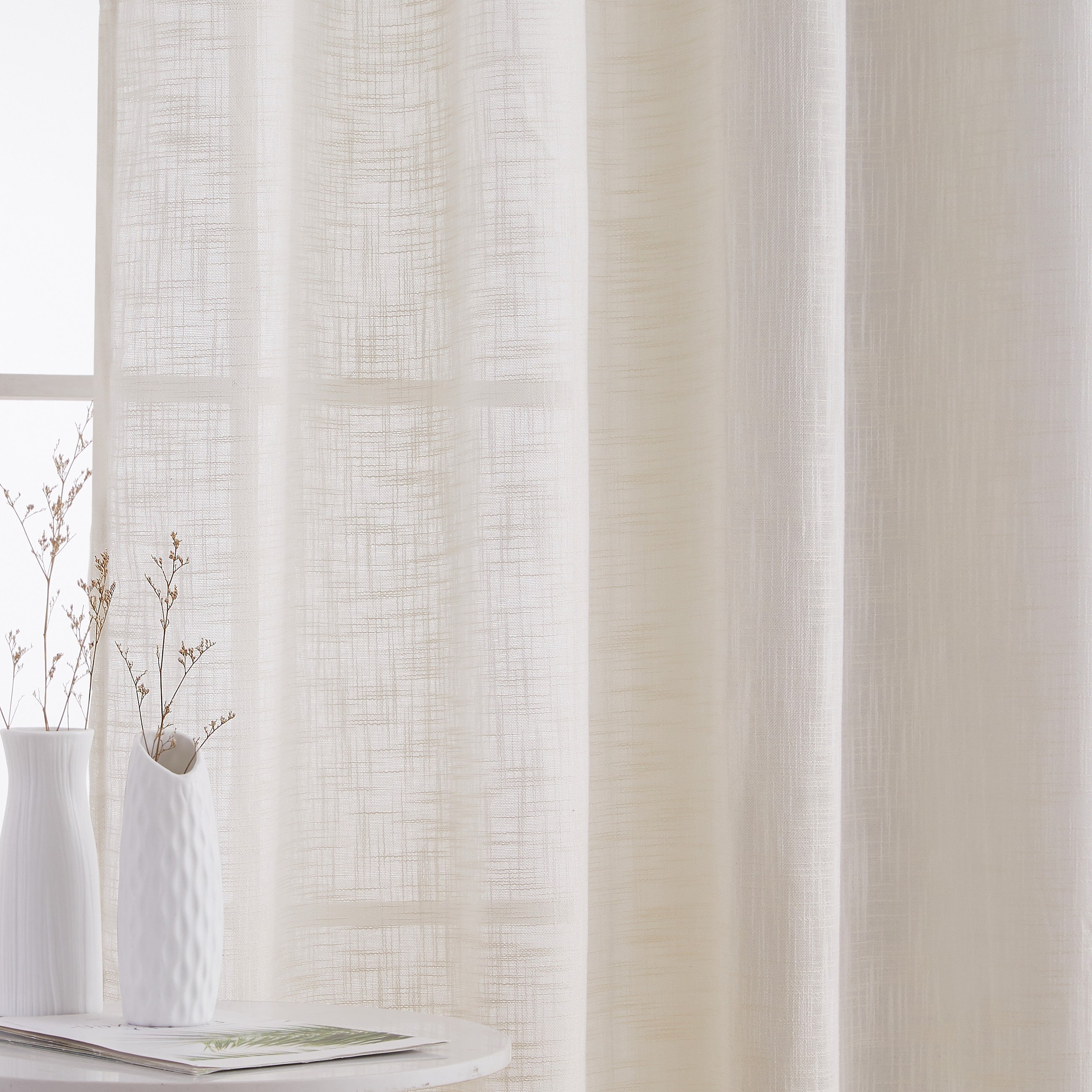 Madison Faux Linen Sheer Grommet Curtain Panels