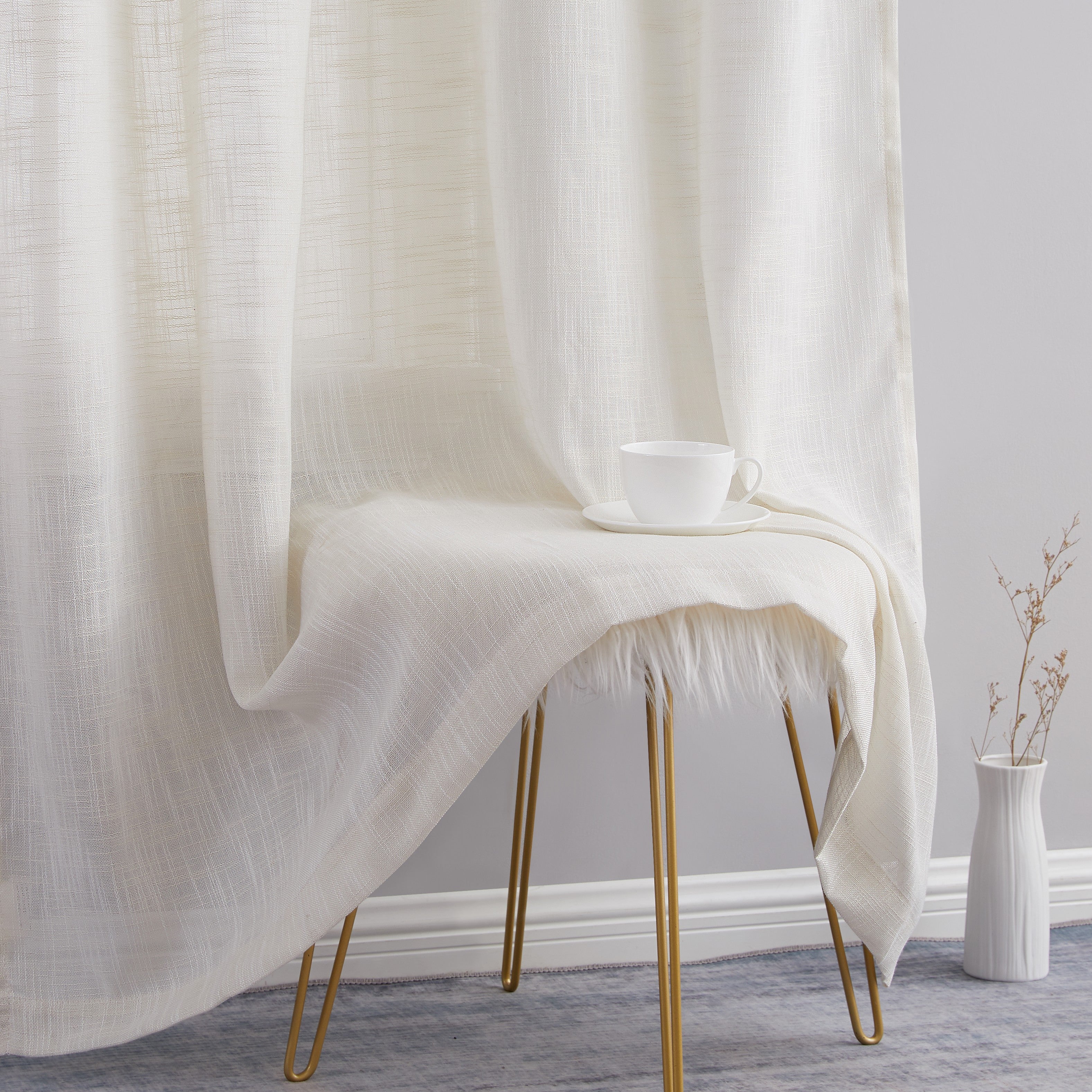 Madison Faux Linen Sheer Grommet Curtain Panels