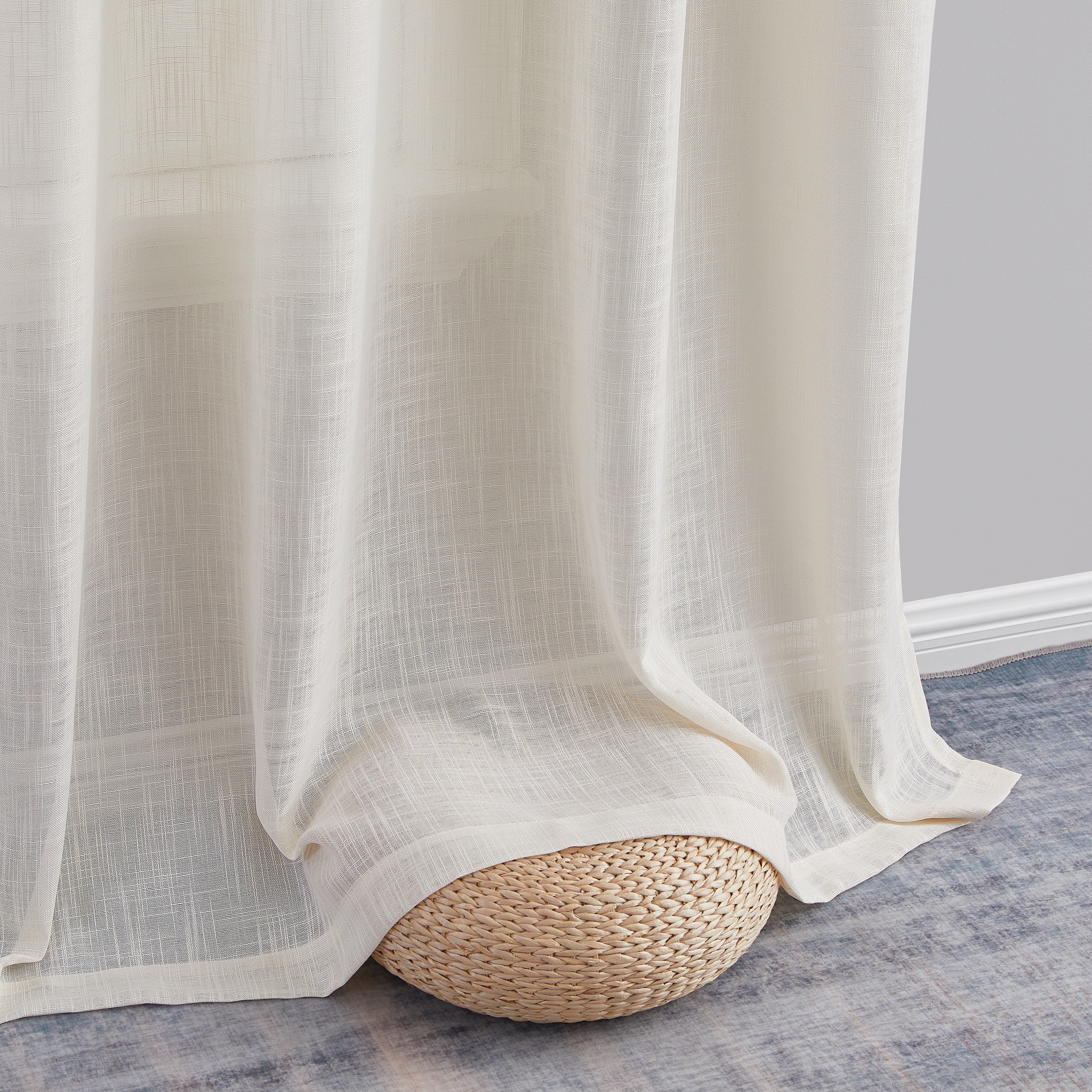 Madison Faux Linen Sheer Grommet Curtain Panels