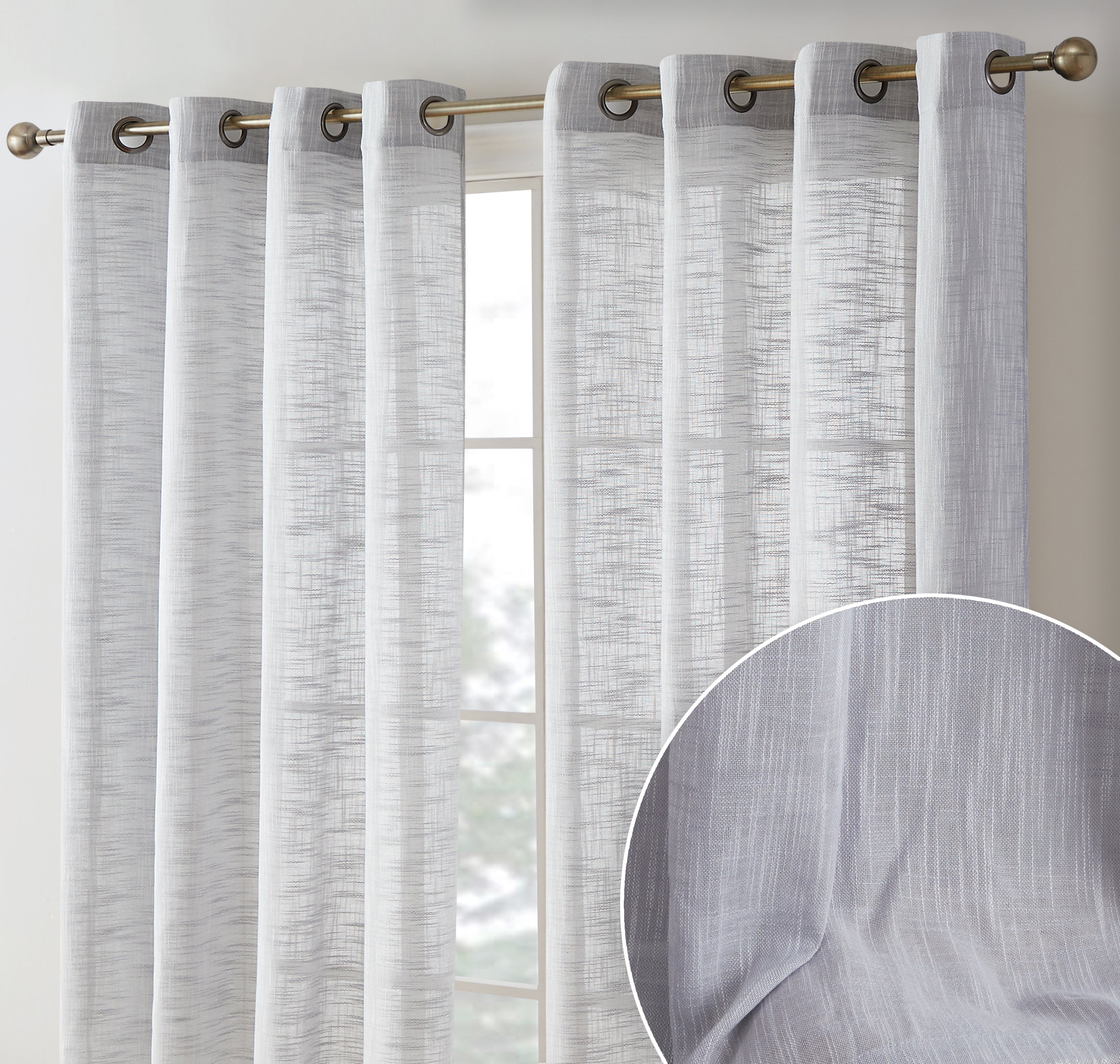 Madison Faux Linen Sheer Grommet Curtain Panels