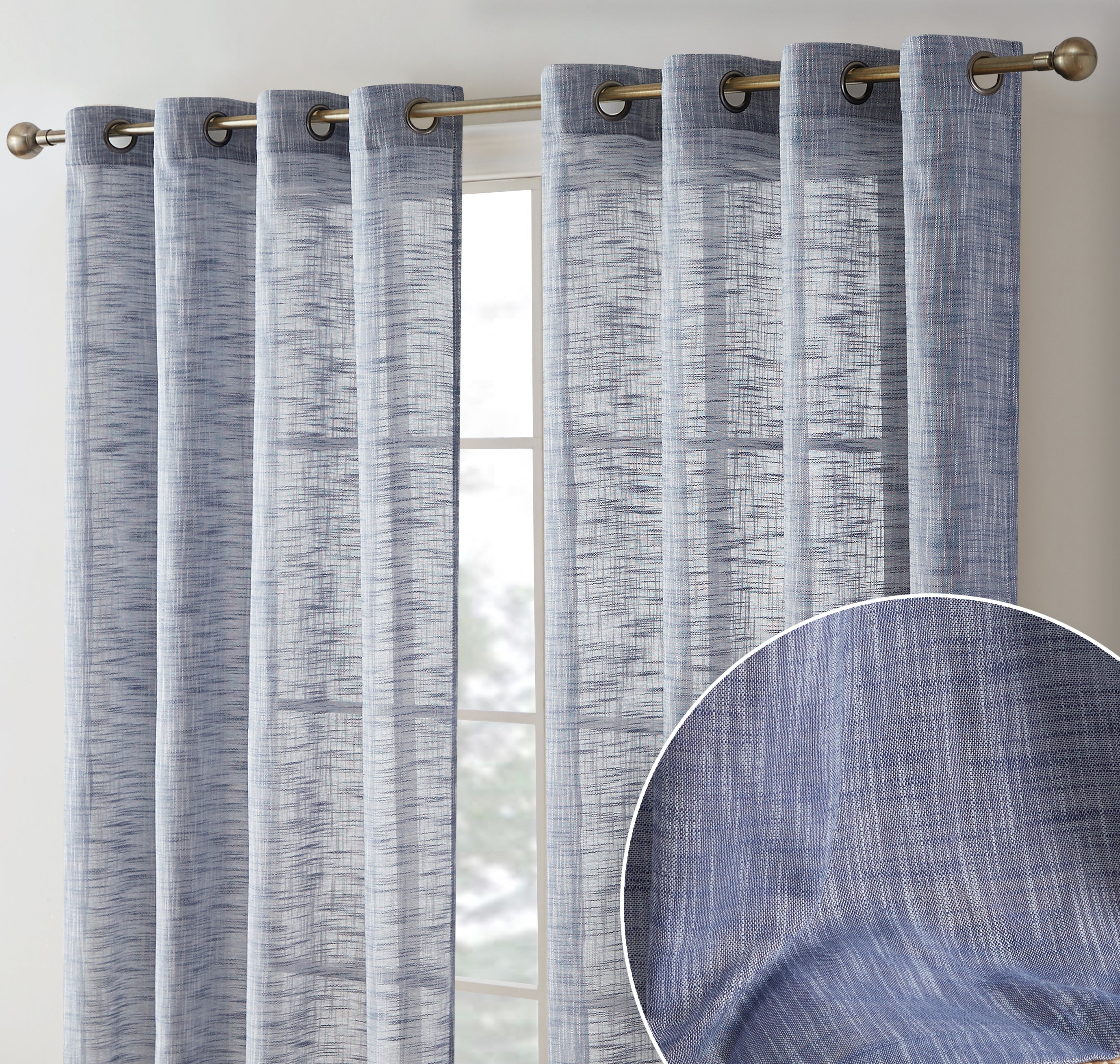 Madison Faux Linen Sheer Grommet Curtain Panels
