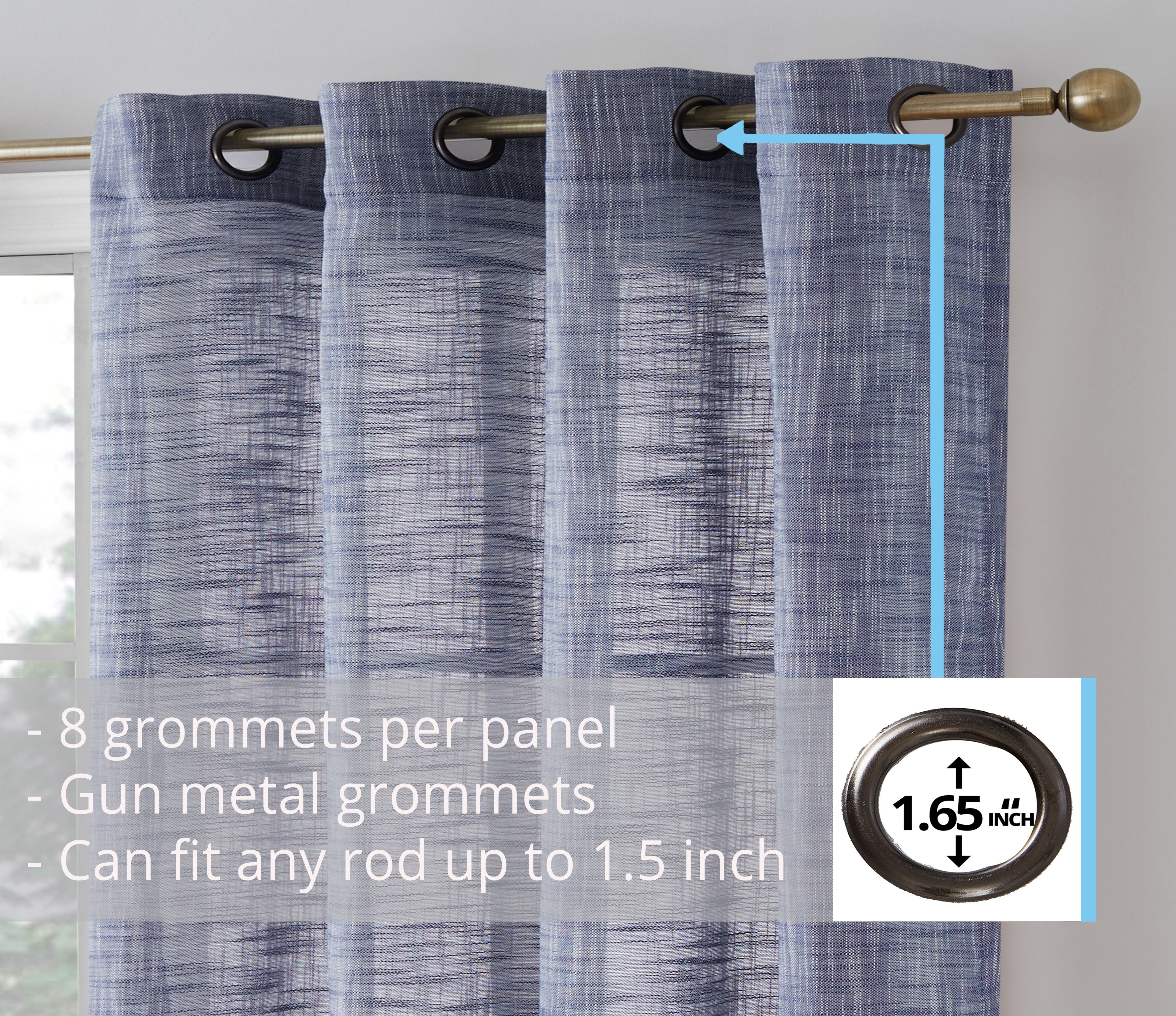 Madison Faux Linen Sheer Grommet Curtain Panels