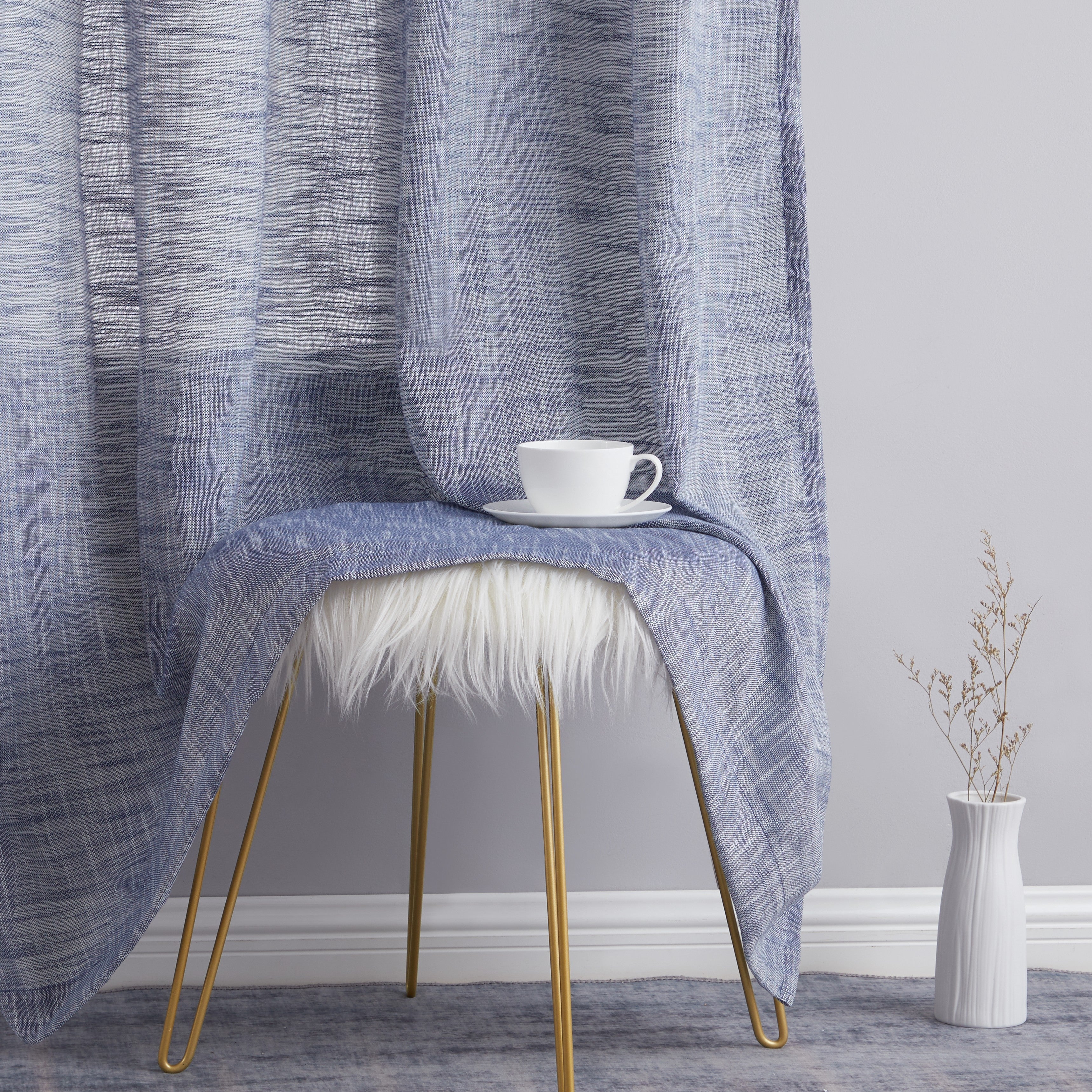 Madison Faux Linen Sheer Grommet Curtain Panels