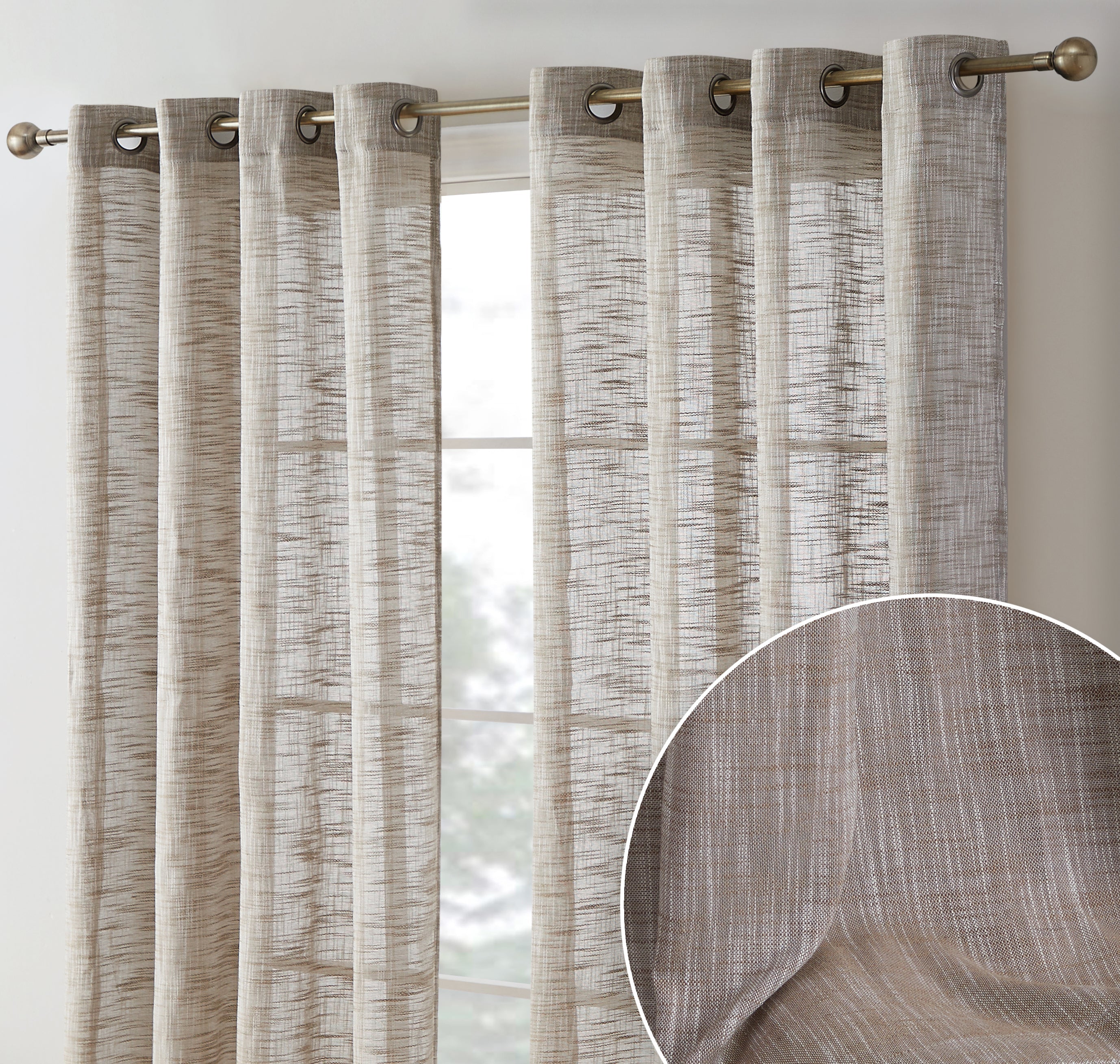 Madison Faux Linen Sheer Grommet Curtain Panels