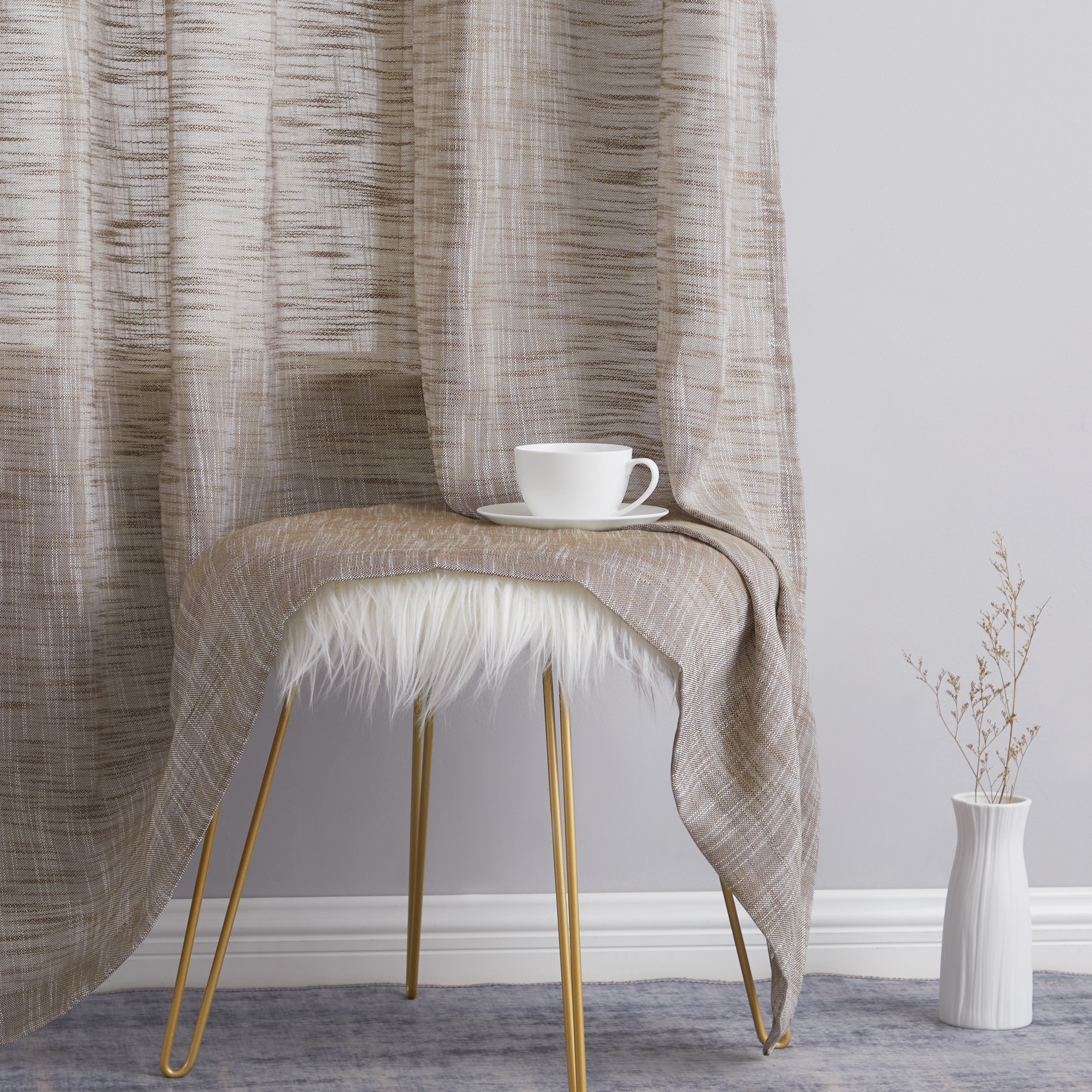 Madison Faux Linen Sheer Grommet Curtain Panels