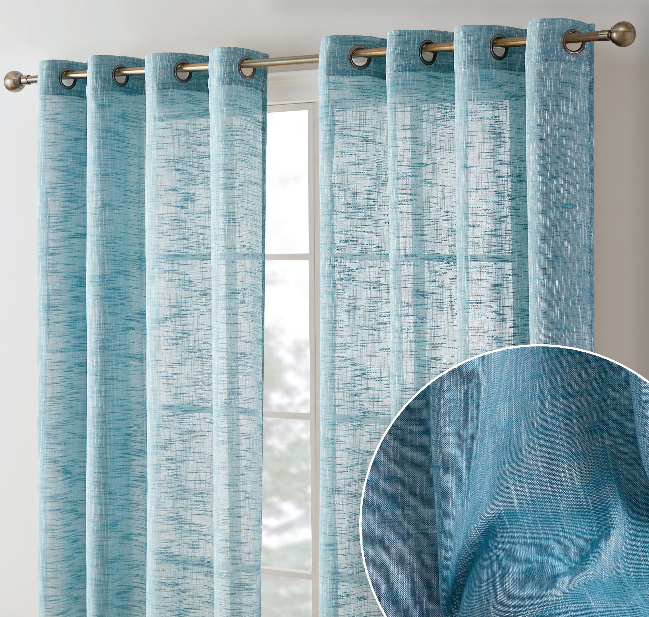 Madison Faux Linen Sheer Grommet Curtain Panels