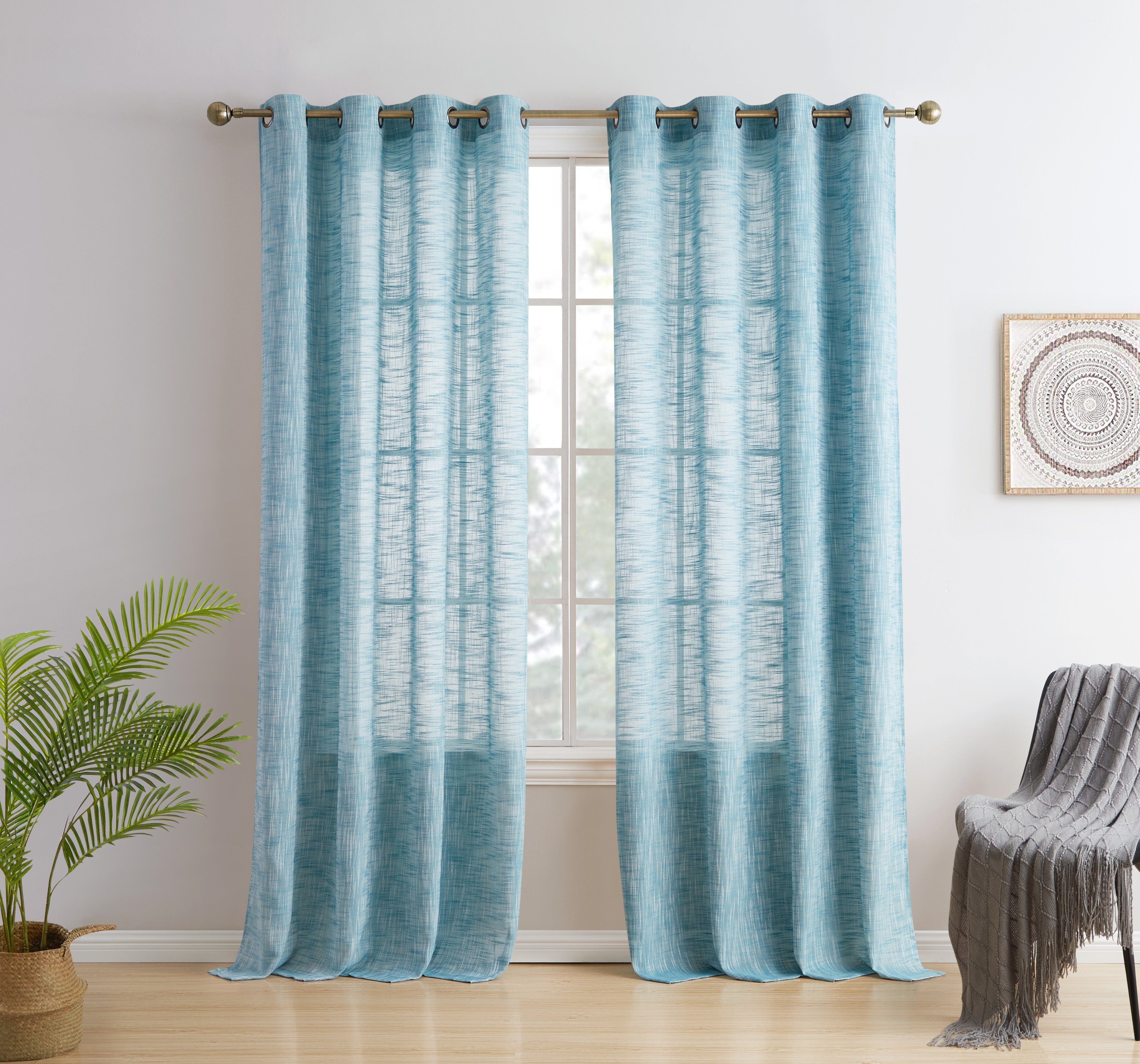 Madison Faux Linen Sheer Grommet Curtain Panels