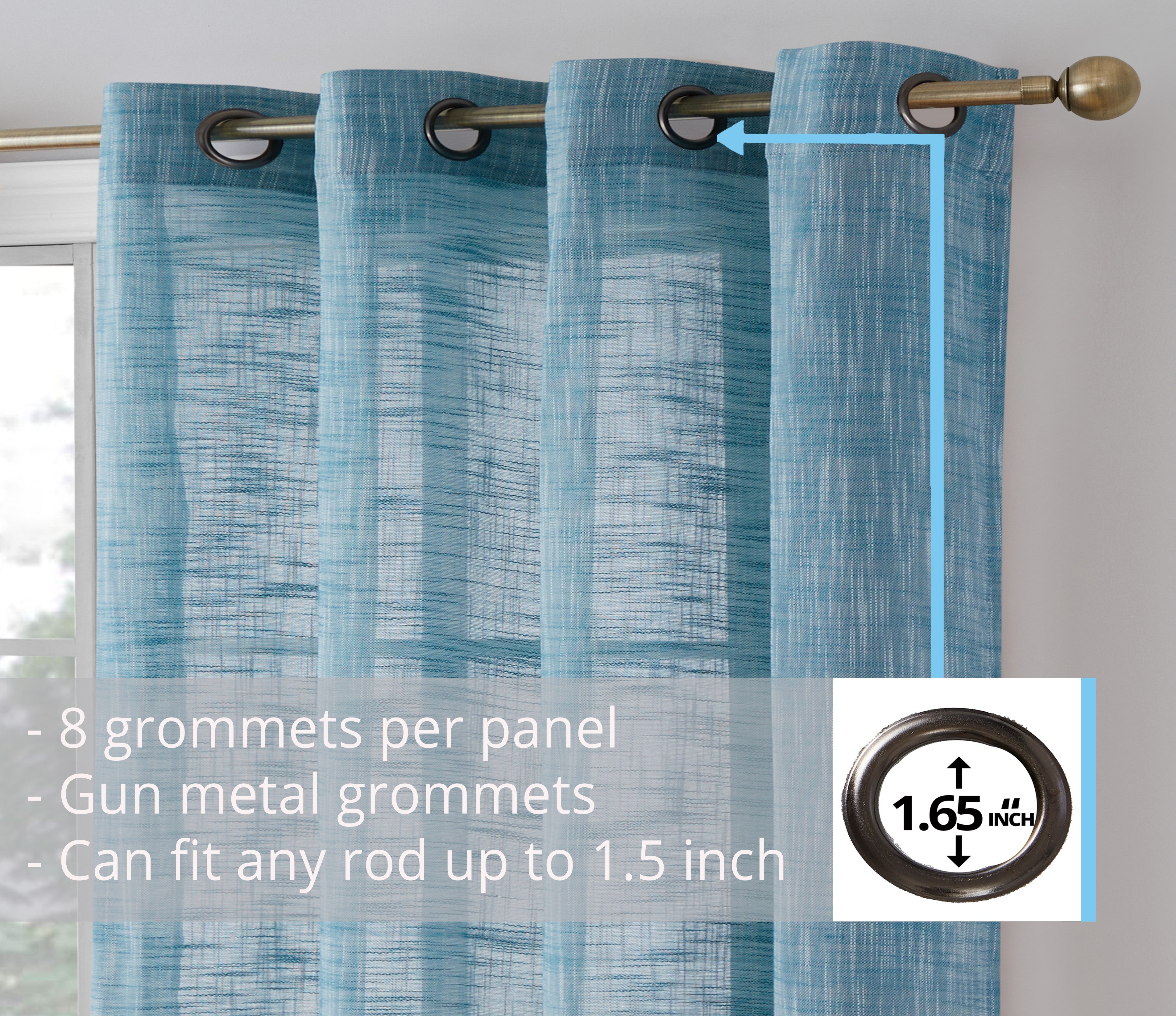 Madison Faux Linen Sheer Grommet Curtain Panels