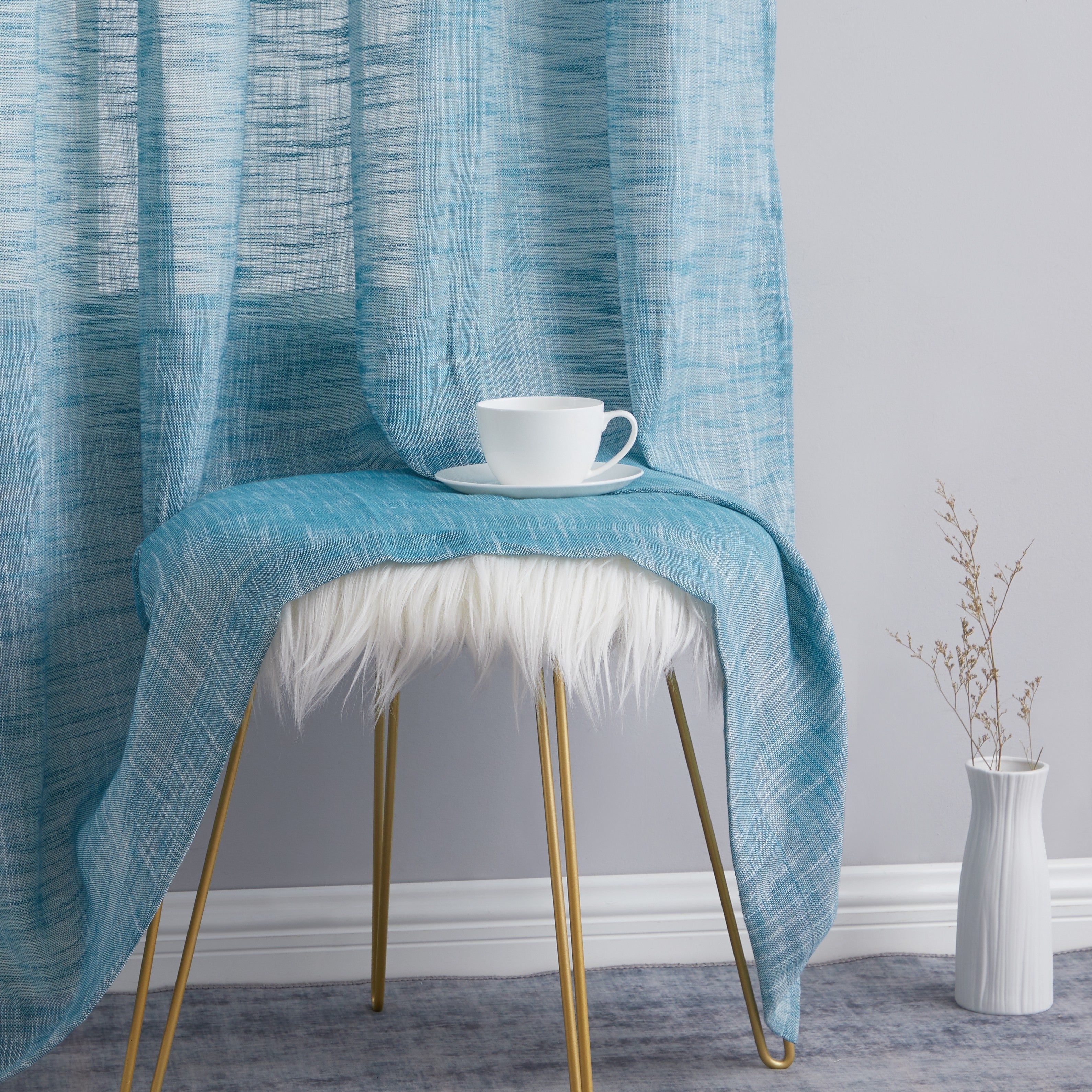 Madison Faux Linen Sheer Grommet Curtain Panels
