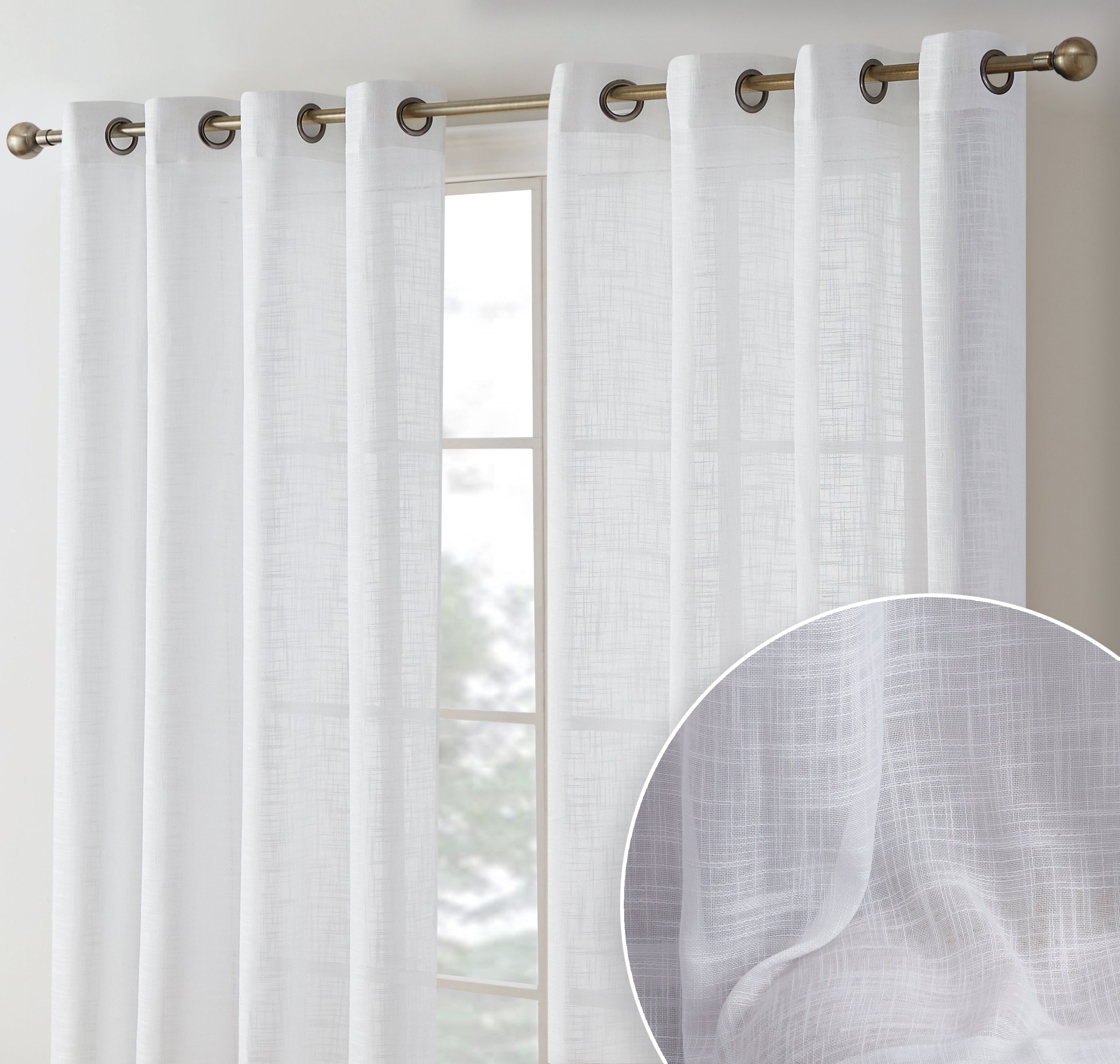 Madison Faux Linen Sheer Grommet Curtain Panels