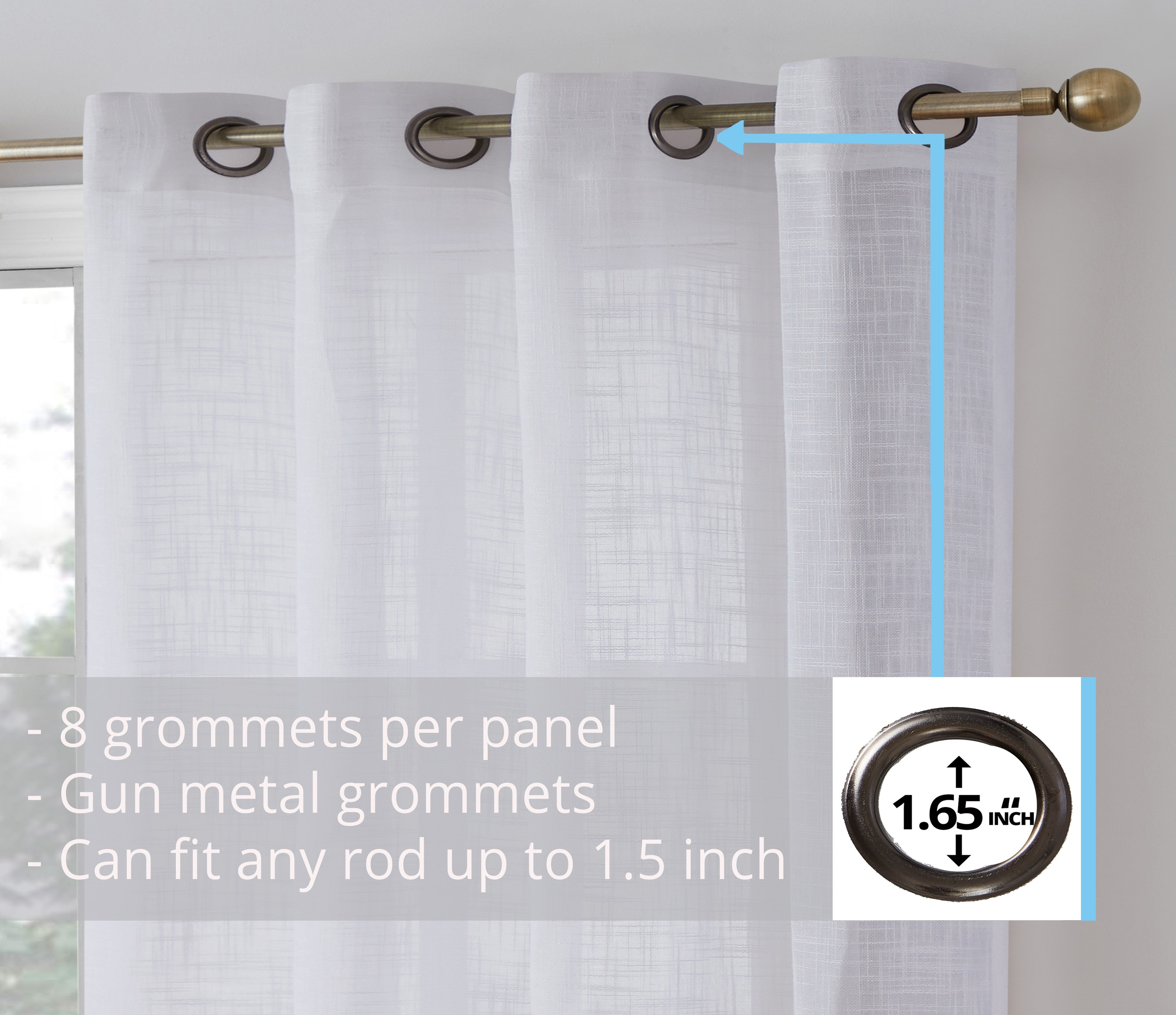 Madison Faux Linen Sheer Grommet Curtain Panels