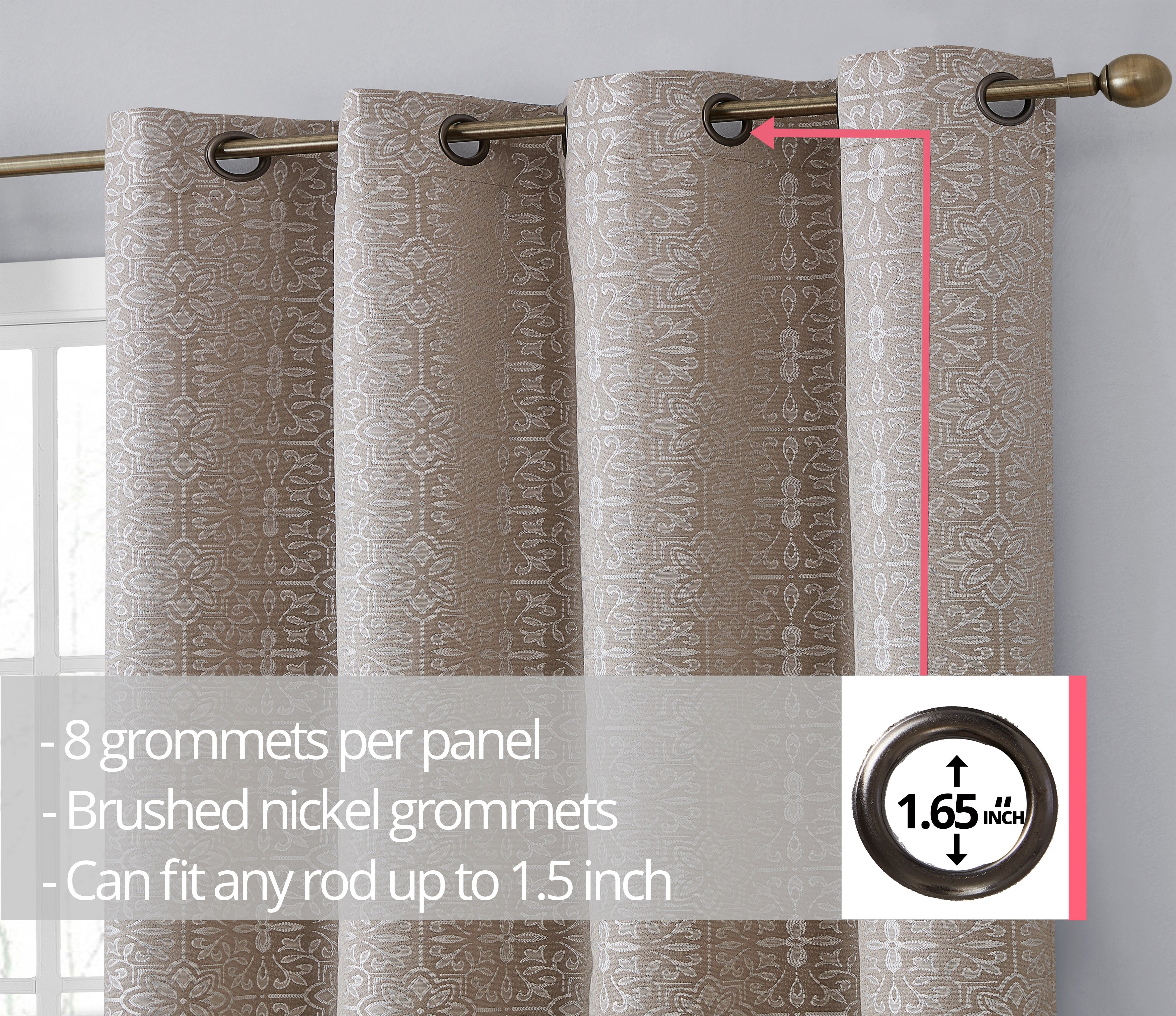 Mia Moroccan Tile 100% Blackout Grommet Curtain Panels