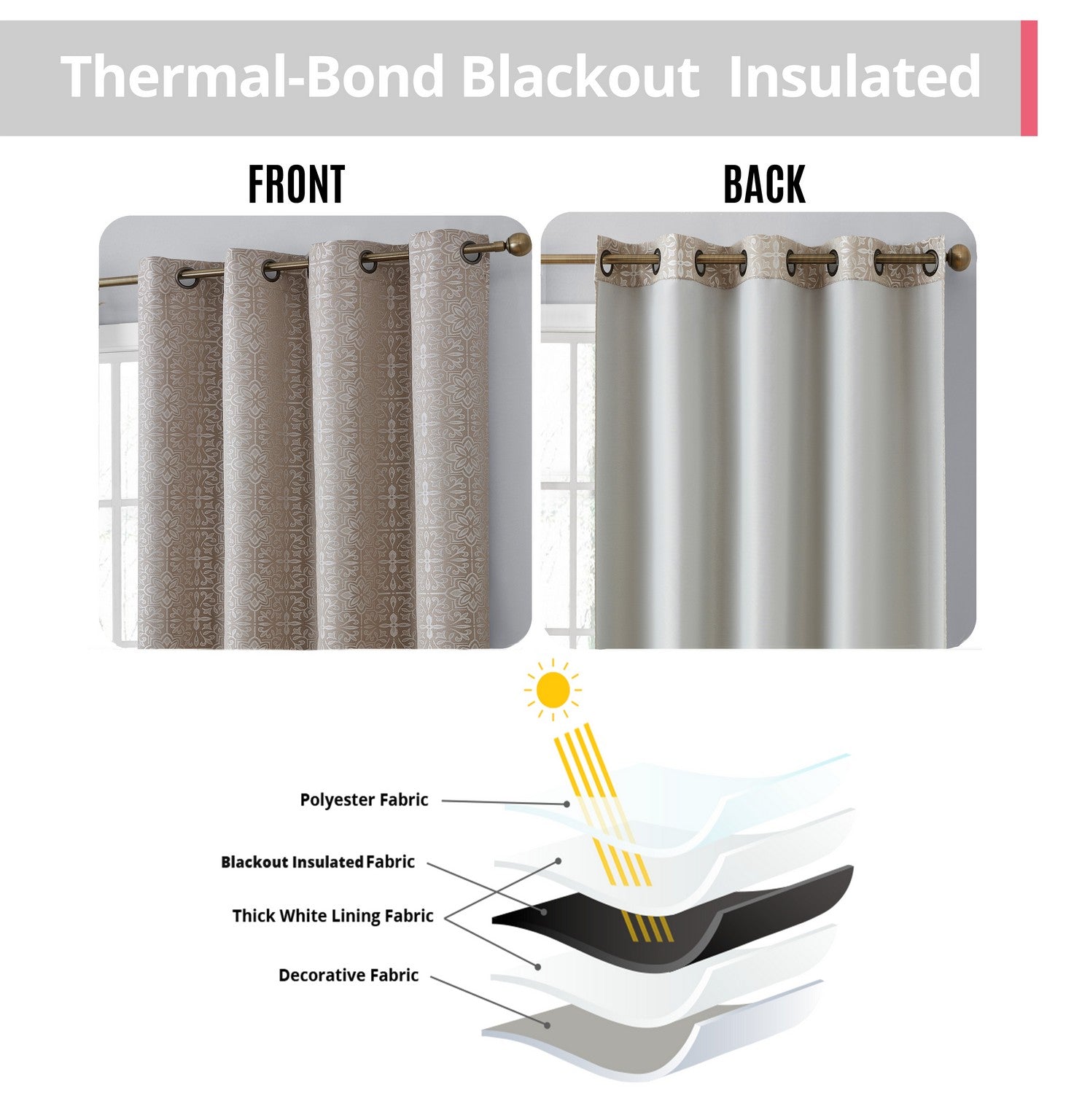 Mia Moroccan Tile 100% Blackout Grommet Curtain Panels