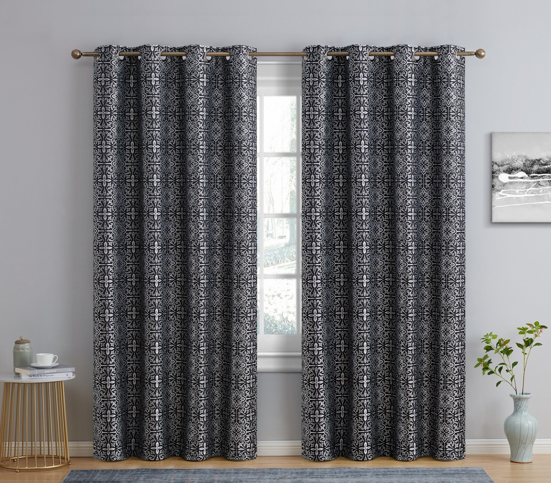 Mia Moroccan Tile 100% Blackout Grommet Curtain Panels