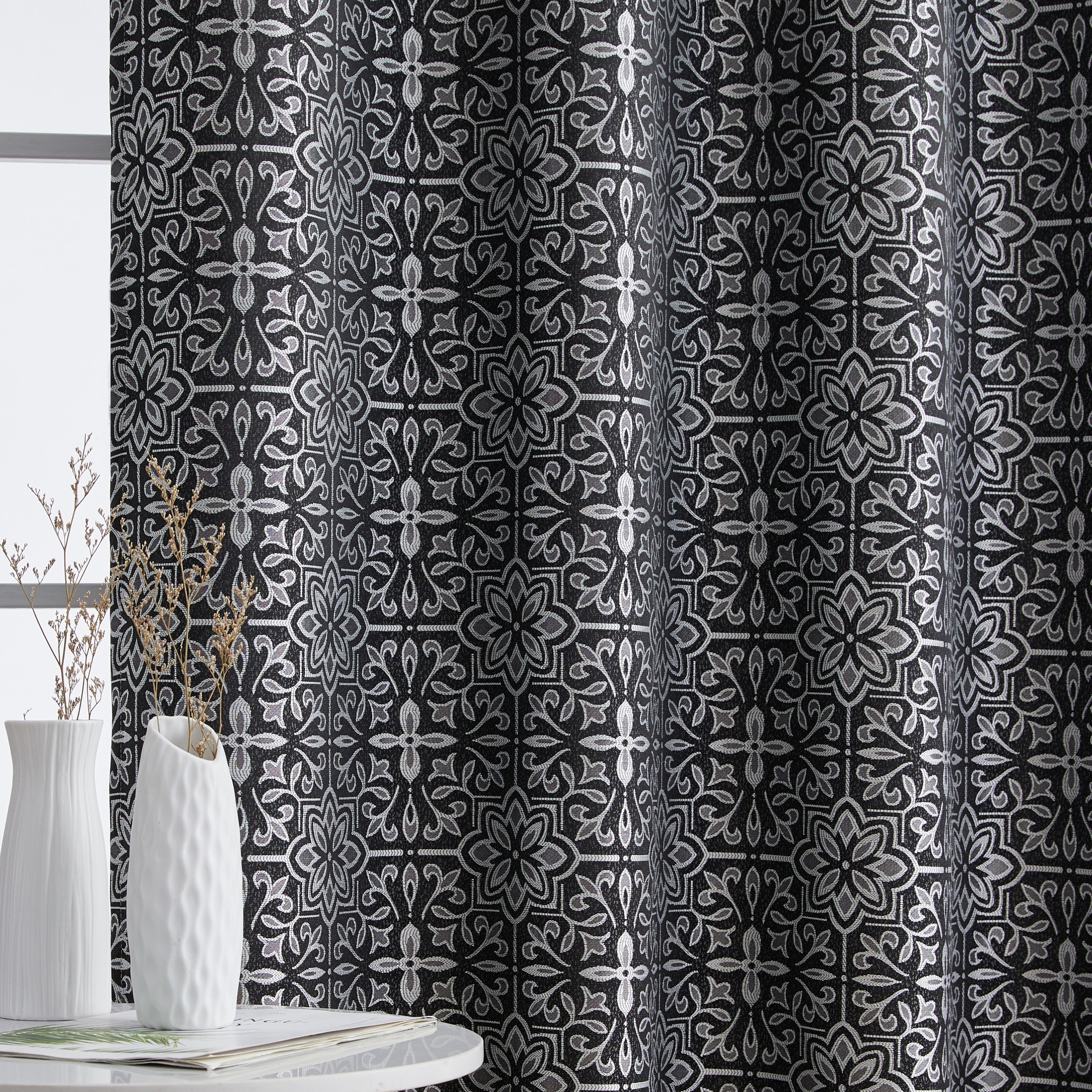 Mia Moroccan Tile 100% Blackout Grommet Curtain Panels