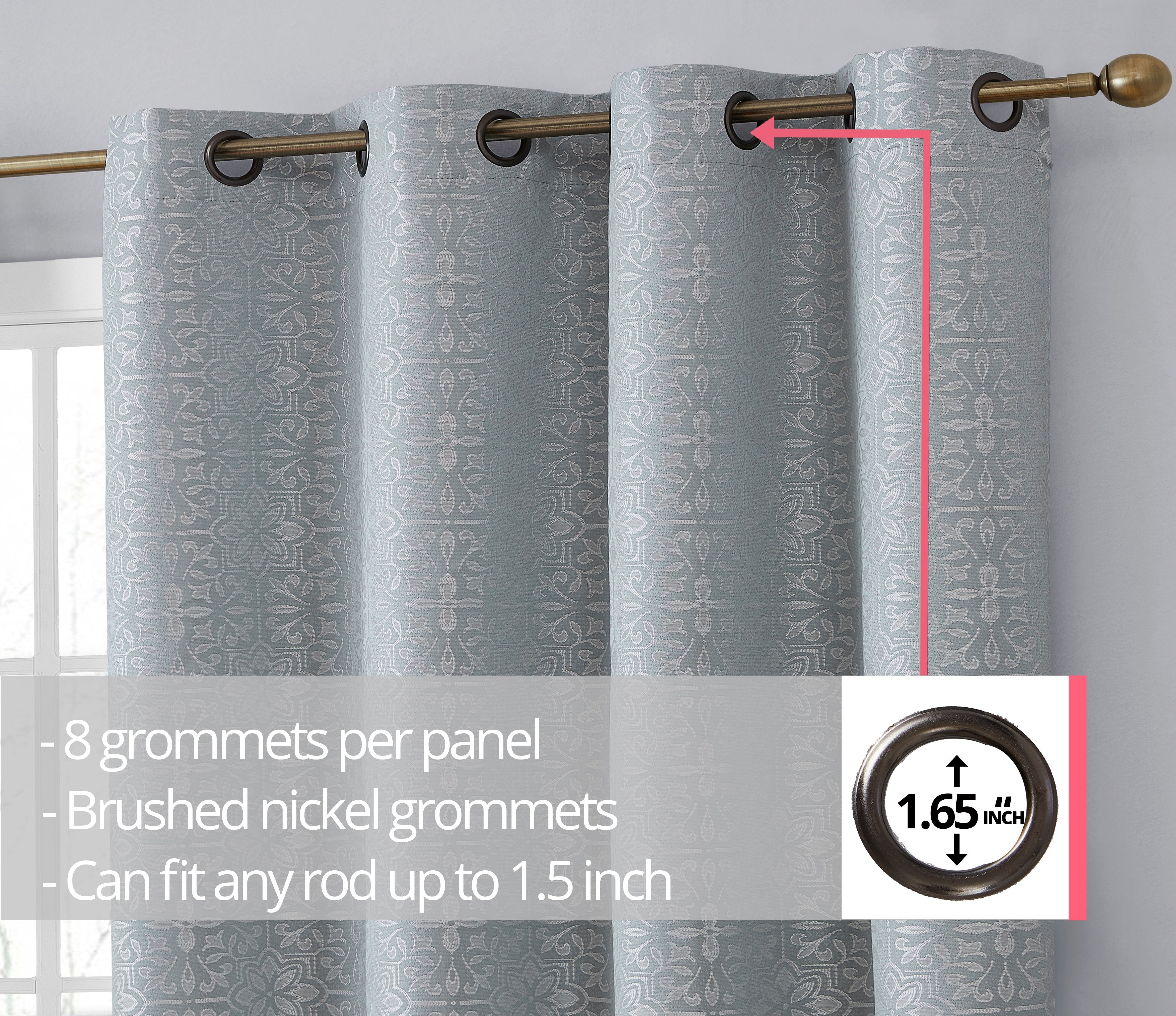 Mia Moroccan Tile 100% Blackout Grommet Curtain Panels