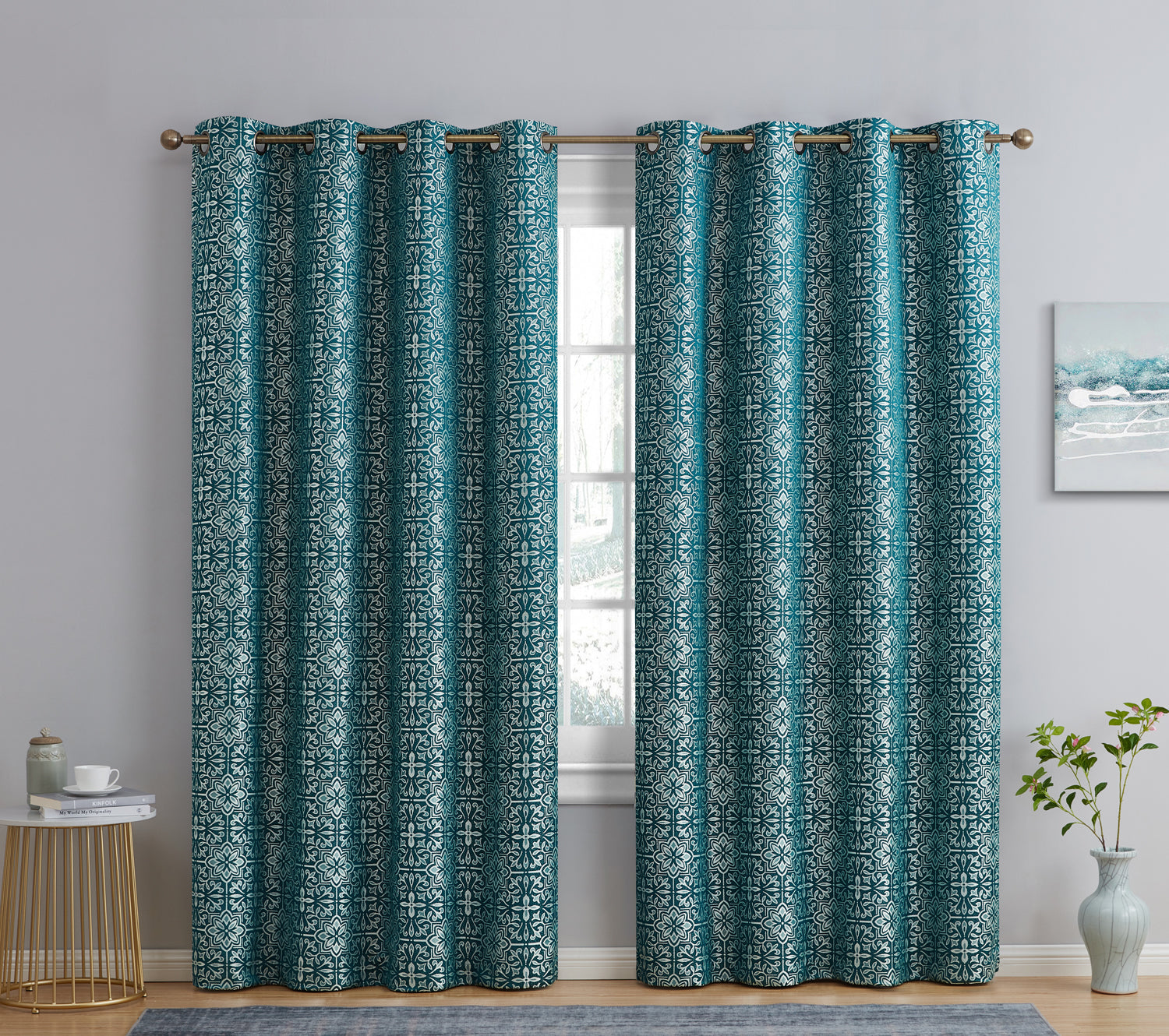 Mia Moroccan Tile 100% Blackout Grommet Curtain Panels